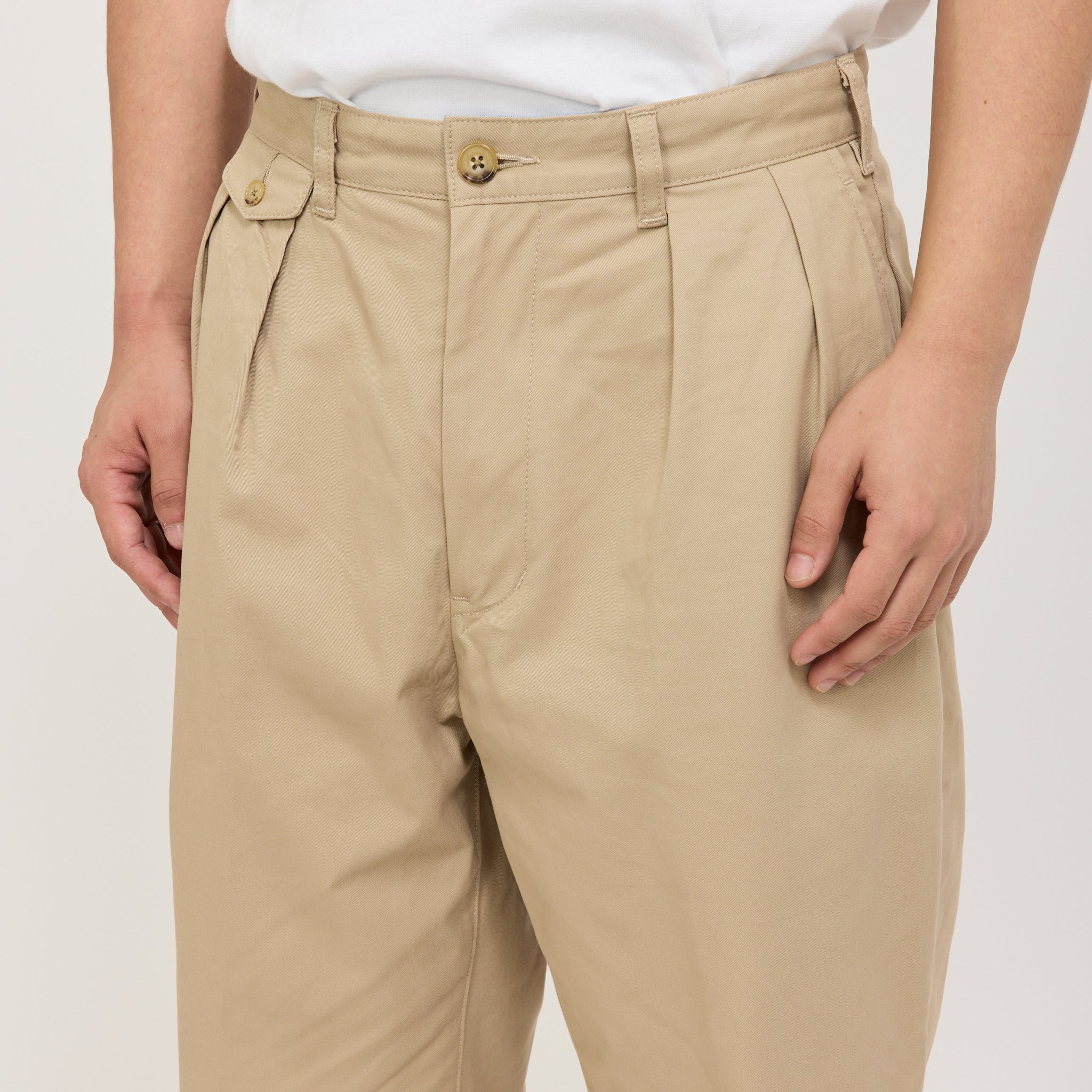 2 Pleats Twill Pant Khaki - Image 5