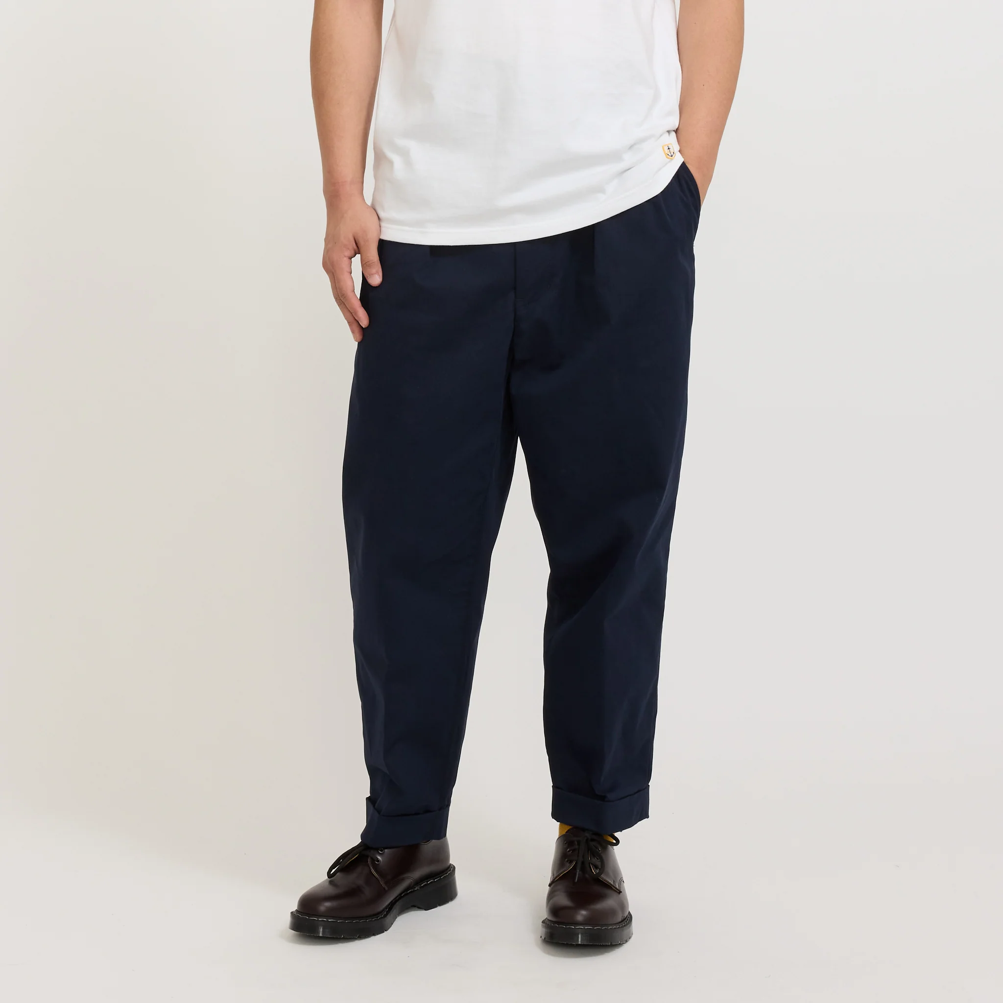 2 Pleats Twill Pant Navy - Image 2