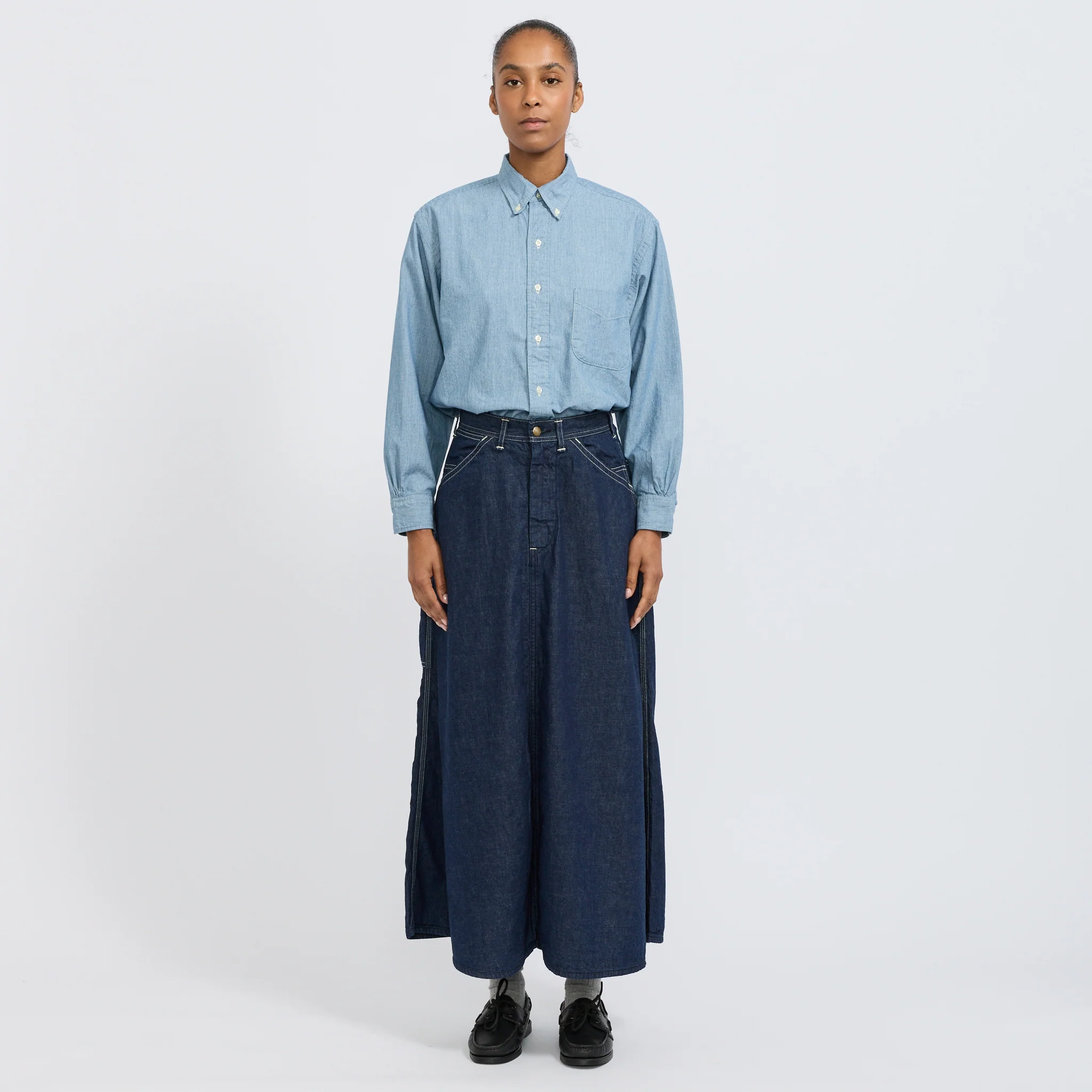 30's Painter Long Denim Skirt One Wash - Image 5