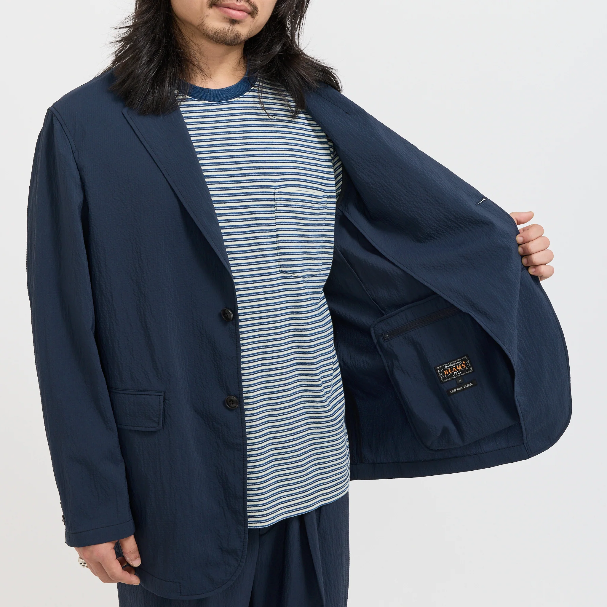 3B Anywhere Jacket Seersucker Navy - Image 6