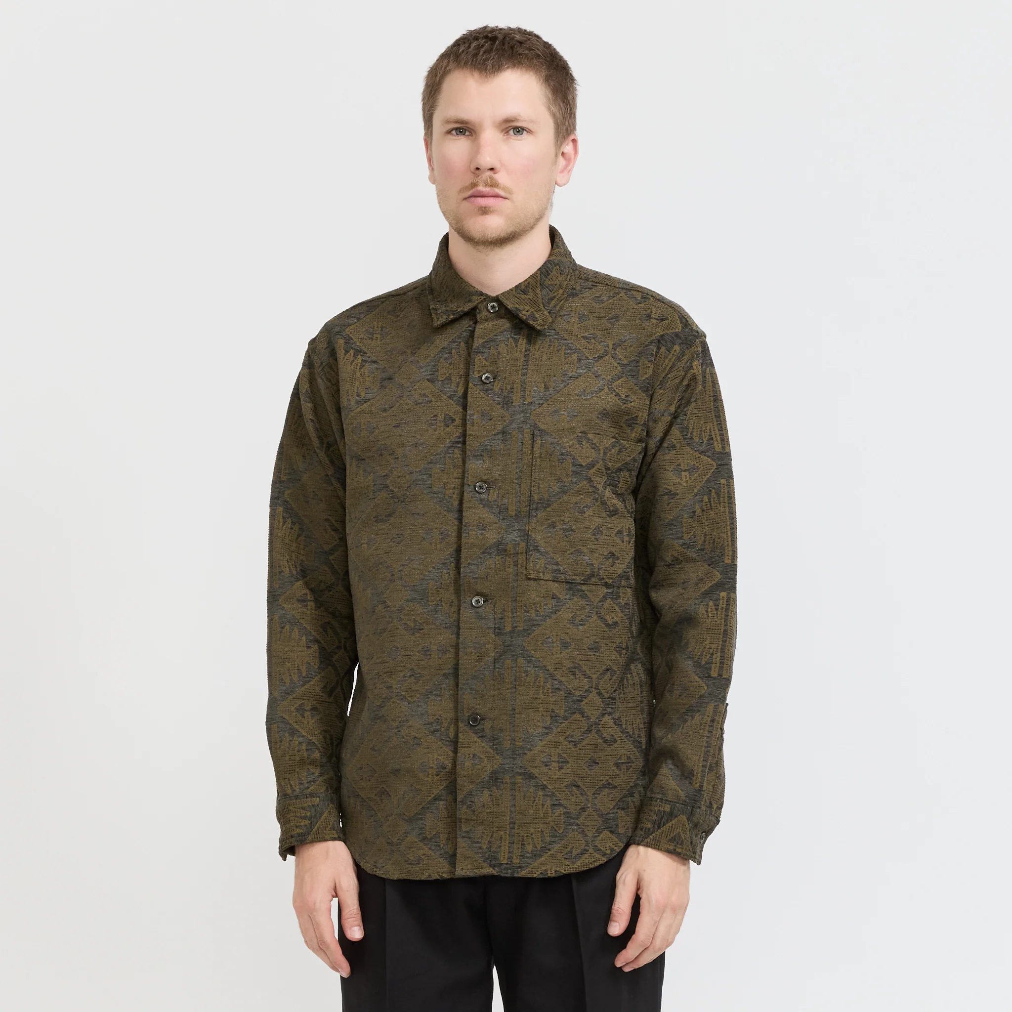 Adwin Jacquard Overshirt Green Multi - Image 7
