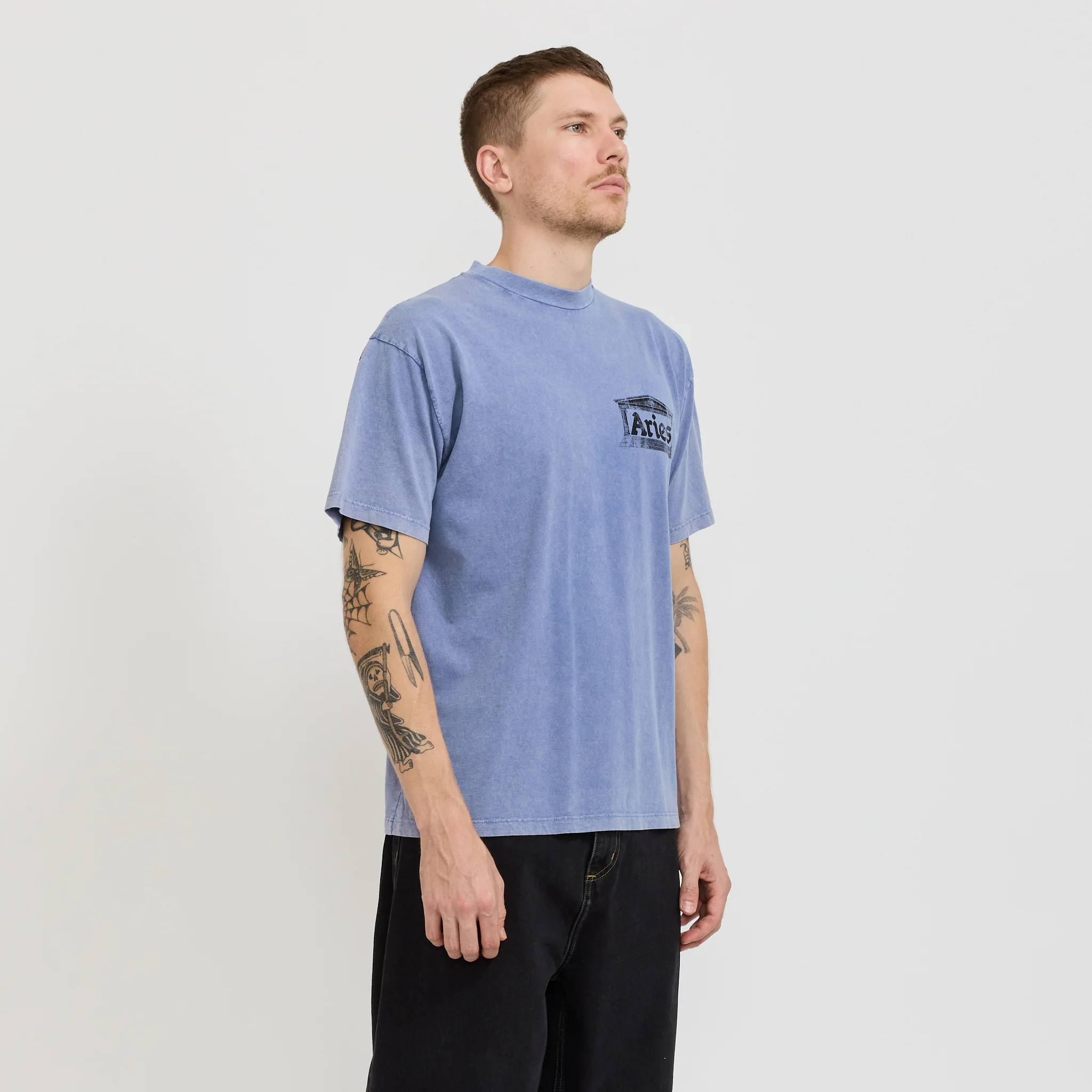 Aged Ancient Temple SS Tee Blue - Image 3