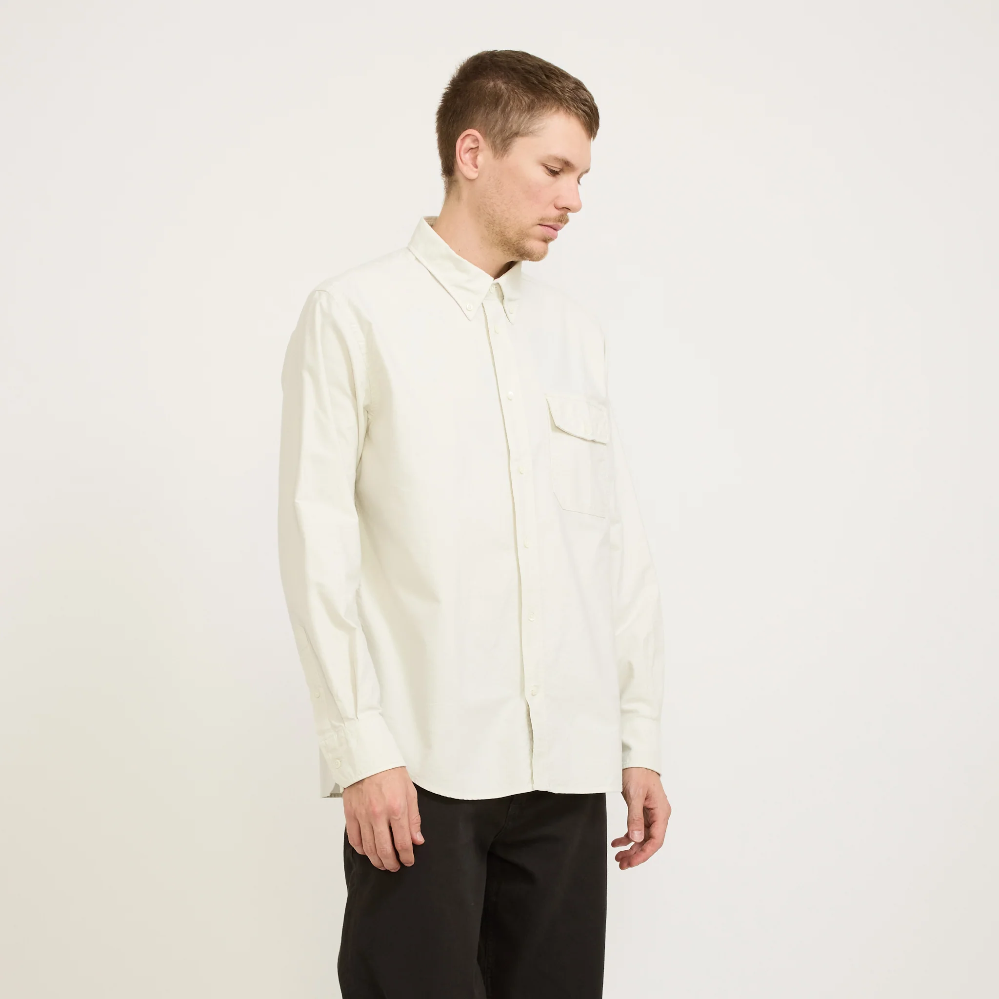 Algot Relaxed Overdyed Oxford Shirt Kit White - Image 3