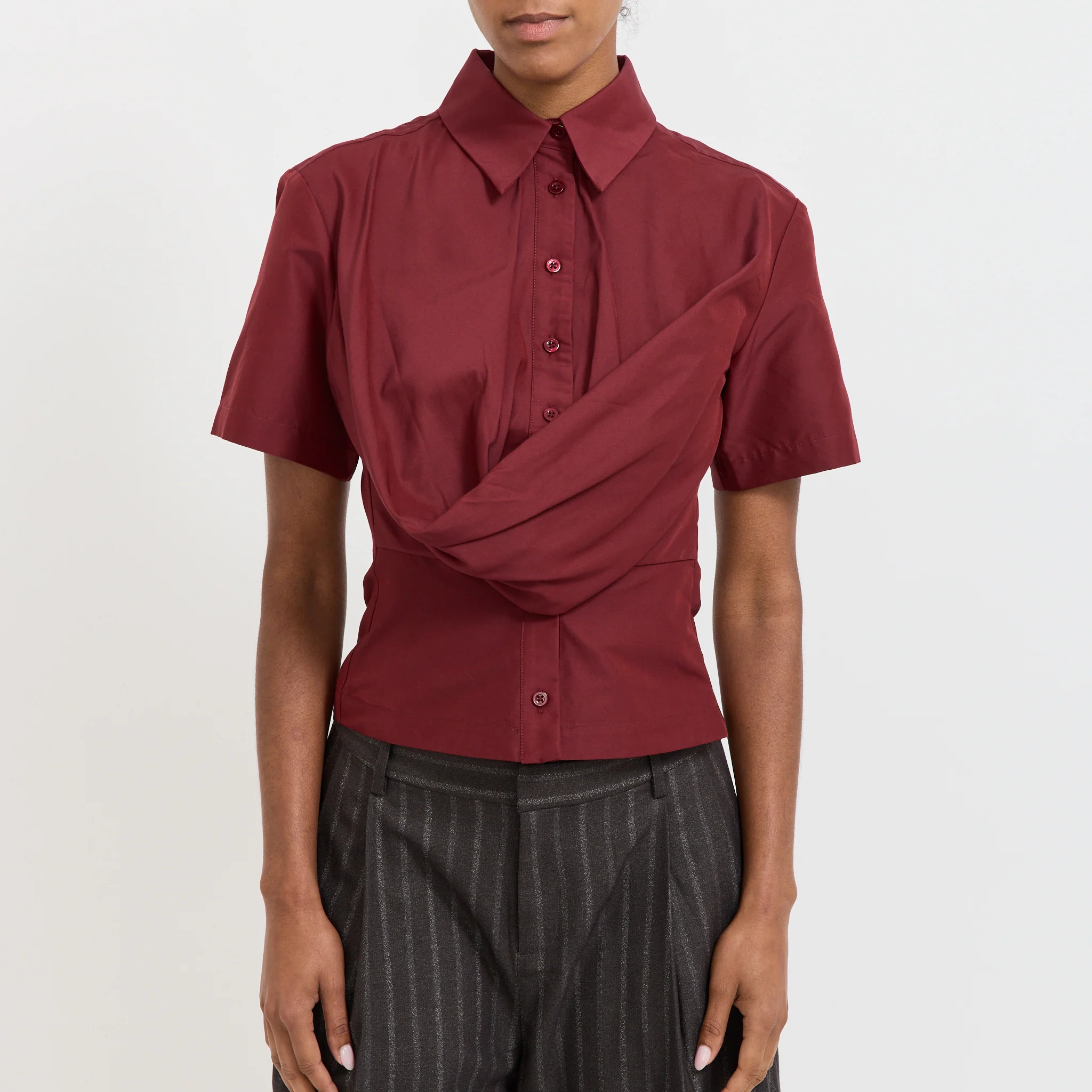 Annie Short Sleeve Shirt Dark Red - Image 5
