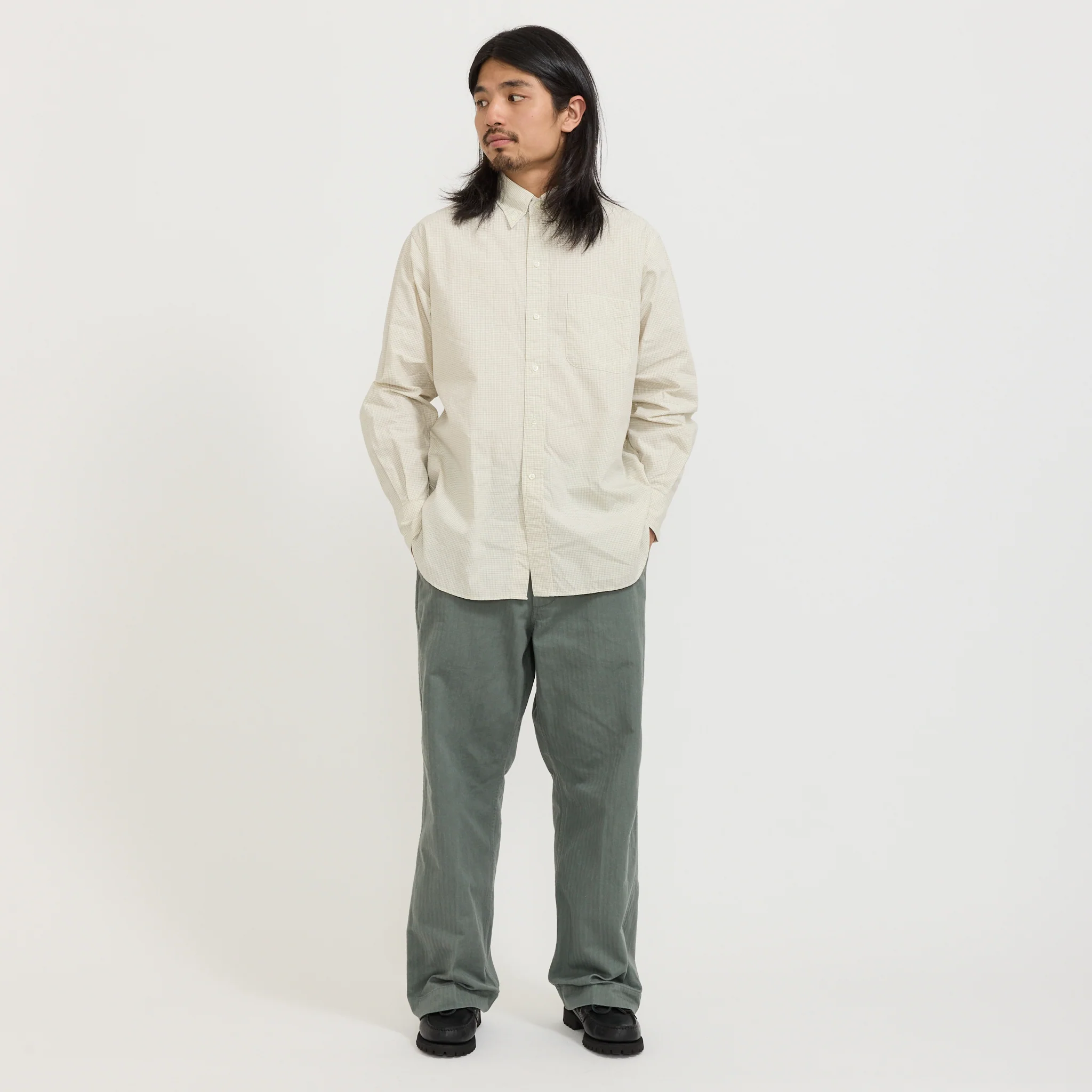 B.D. Classic Fit Graph Plaid Shirt White - Image 2