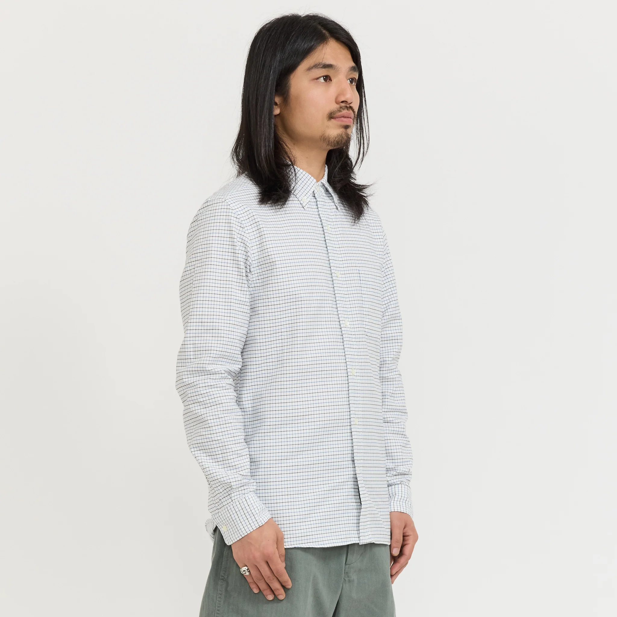 B.D. Oxford Tattersall Shirt Blue - Image 3