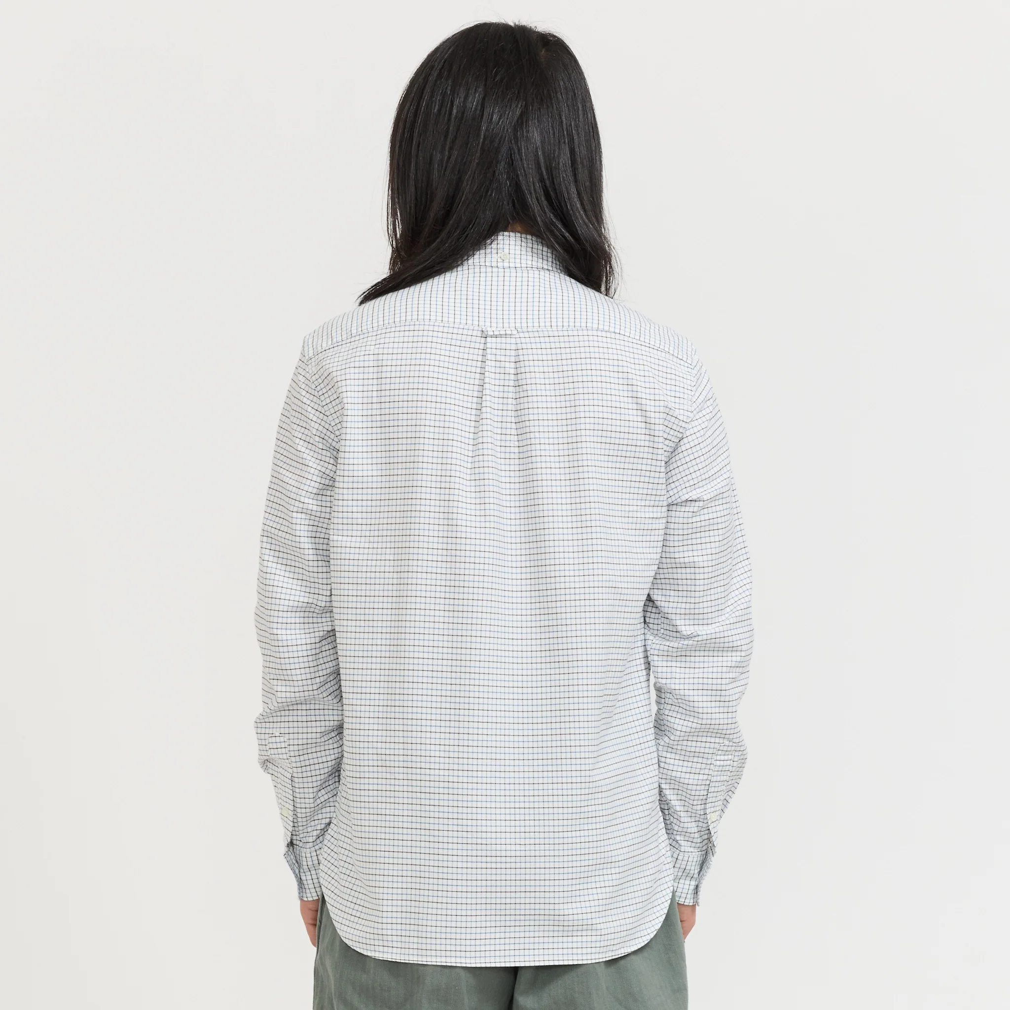 B.D. Oxford Tattersall Shirt Blue - Image 4