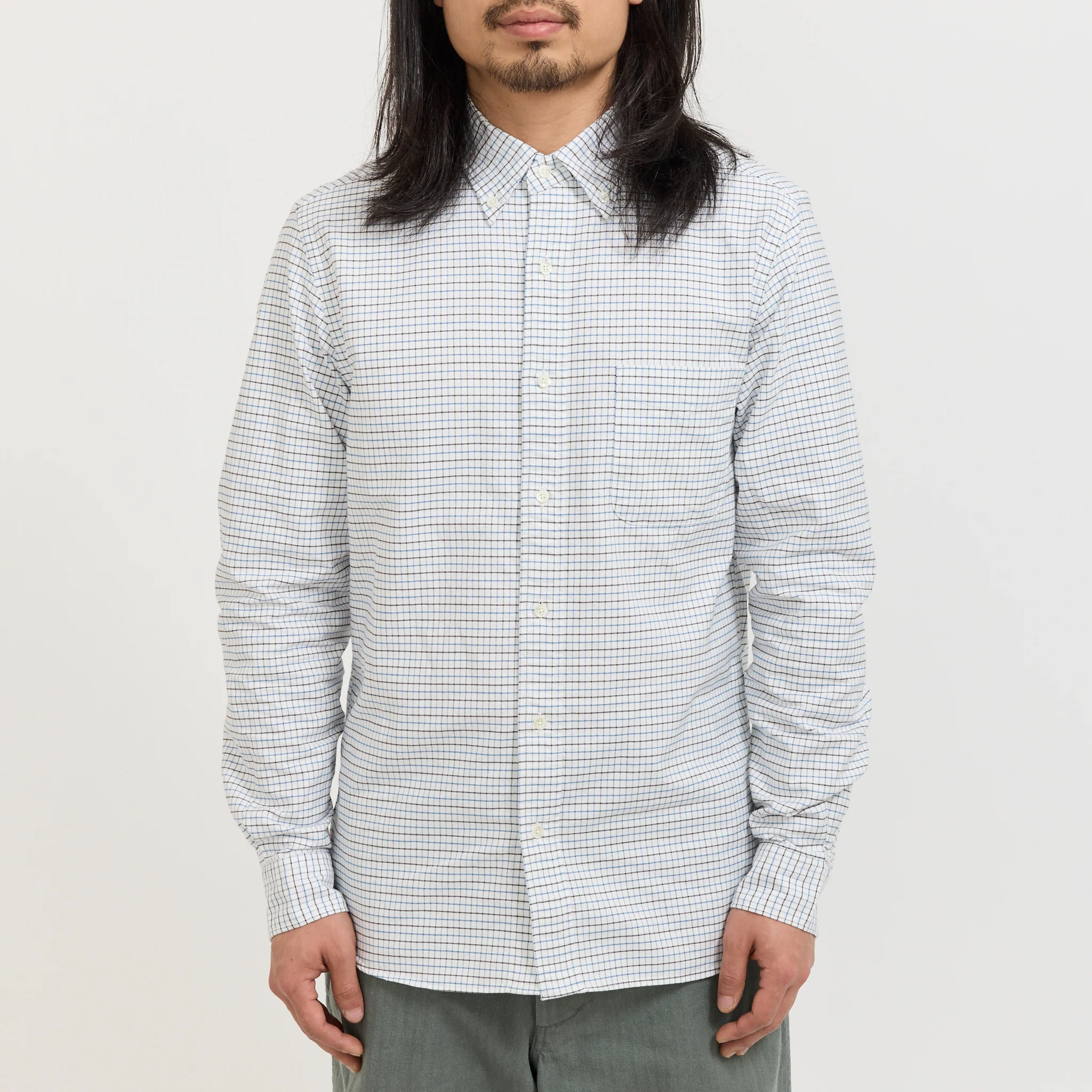 B.D. Oxford Tattersall Shirt Blue - Image 5