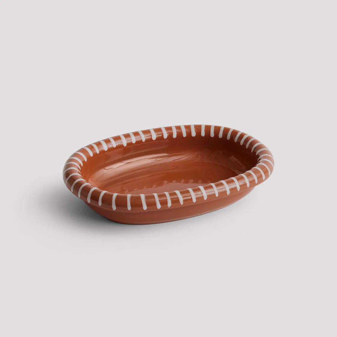 Barro Oval Dish Small Natural with Stripe