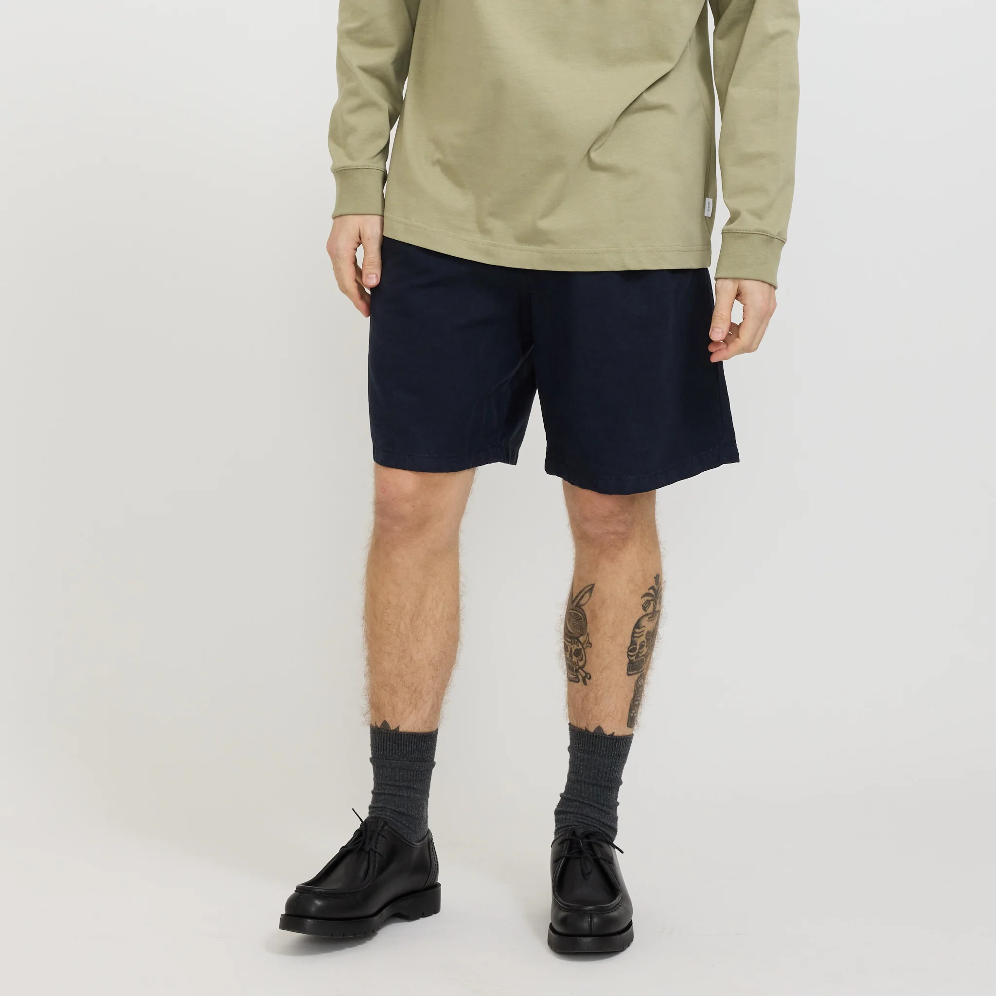 Benn Cotton Linen Shorts Dark Navy
