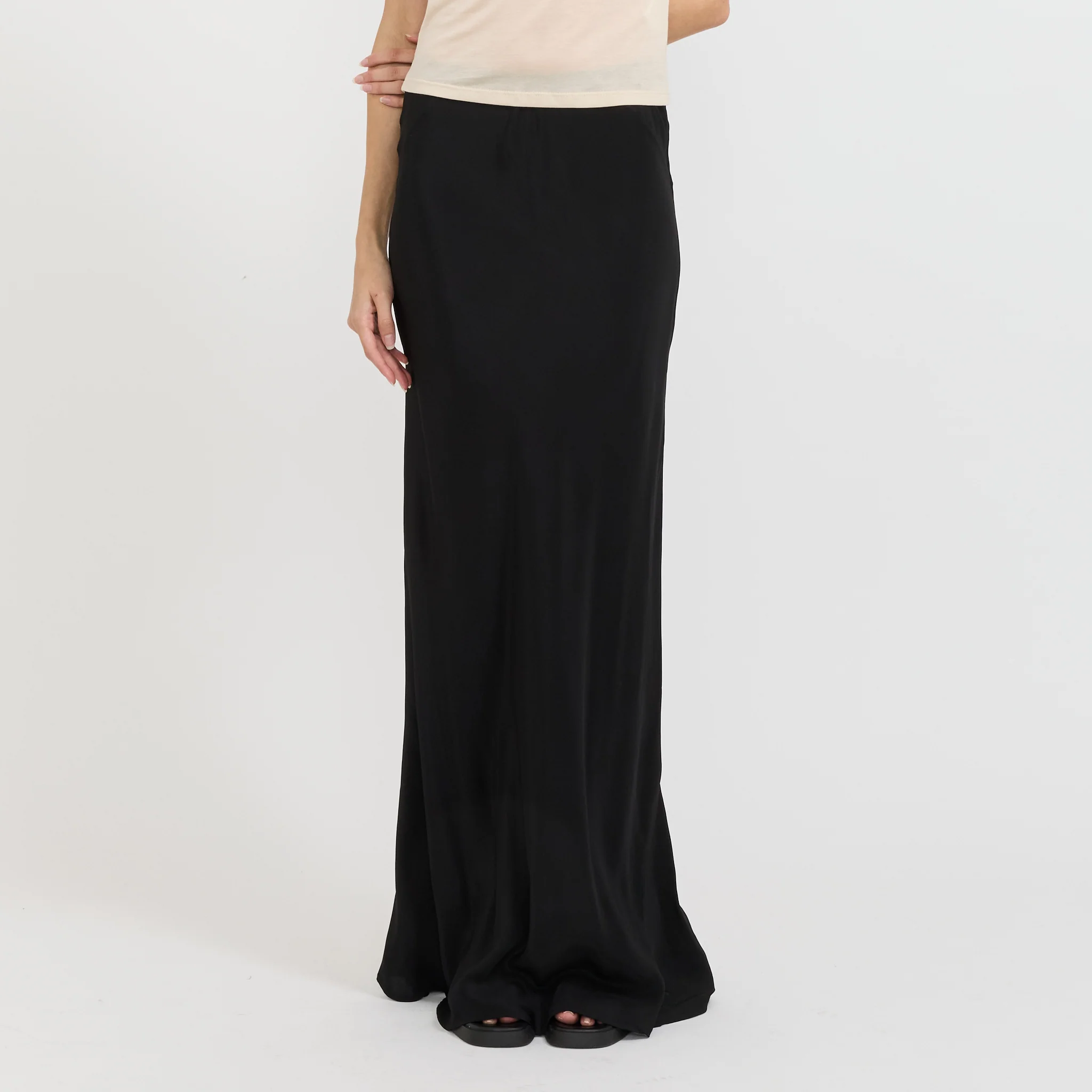 Bias Half Slip Silk Skirt Black
