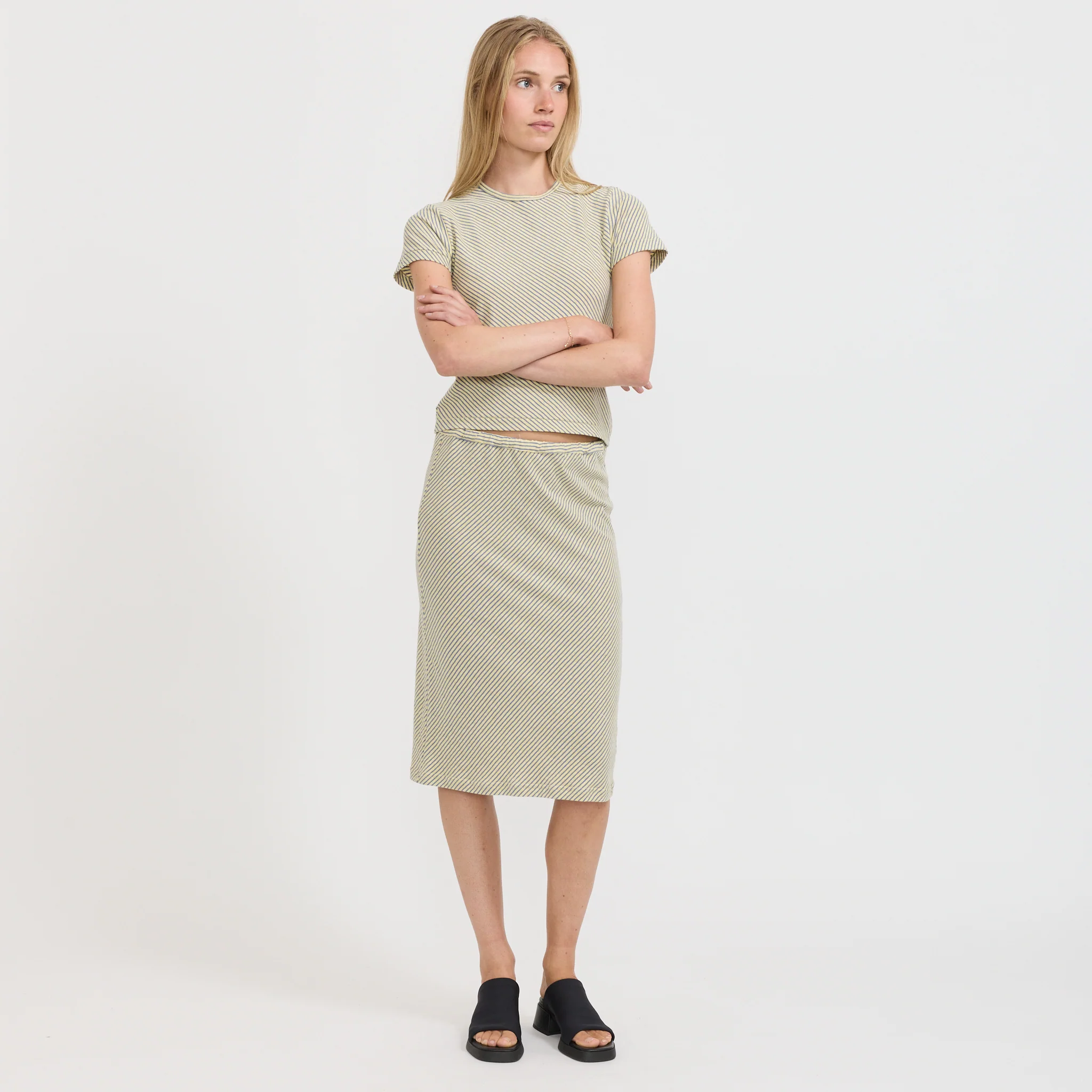 Bias Stripe Skirt Yellow/Purple - Image 2