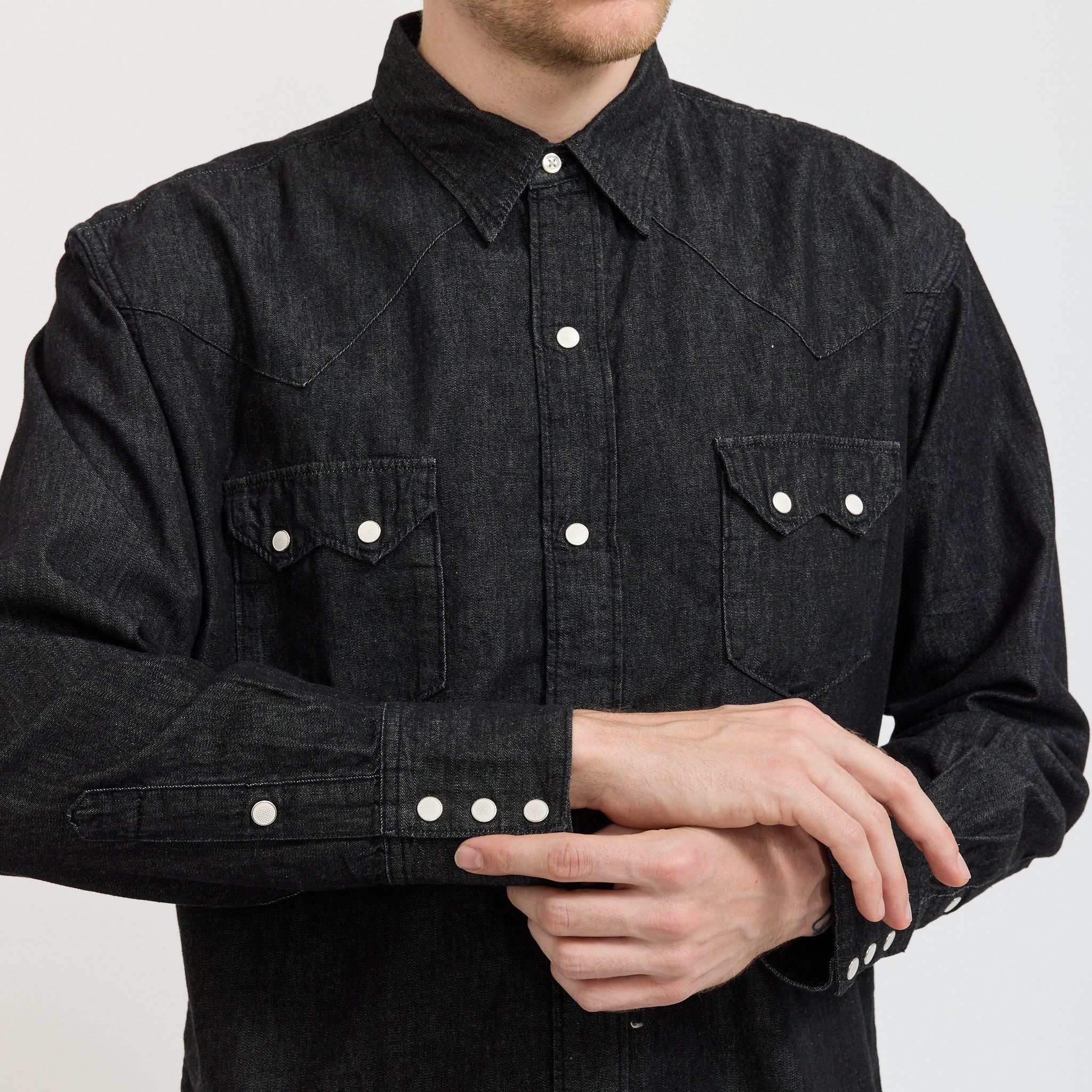Black Denim Western Shirt - Image 6