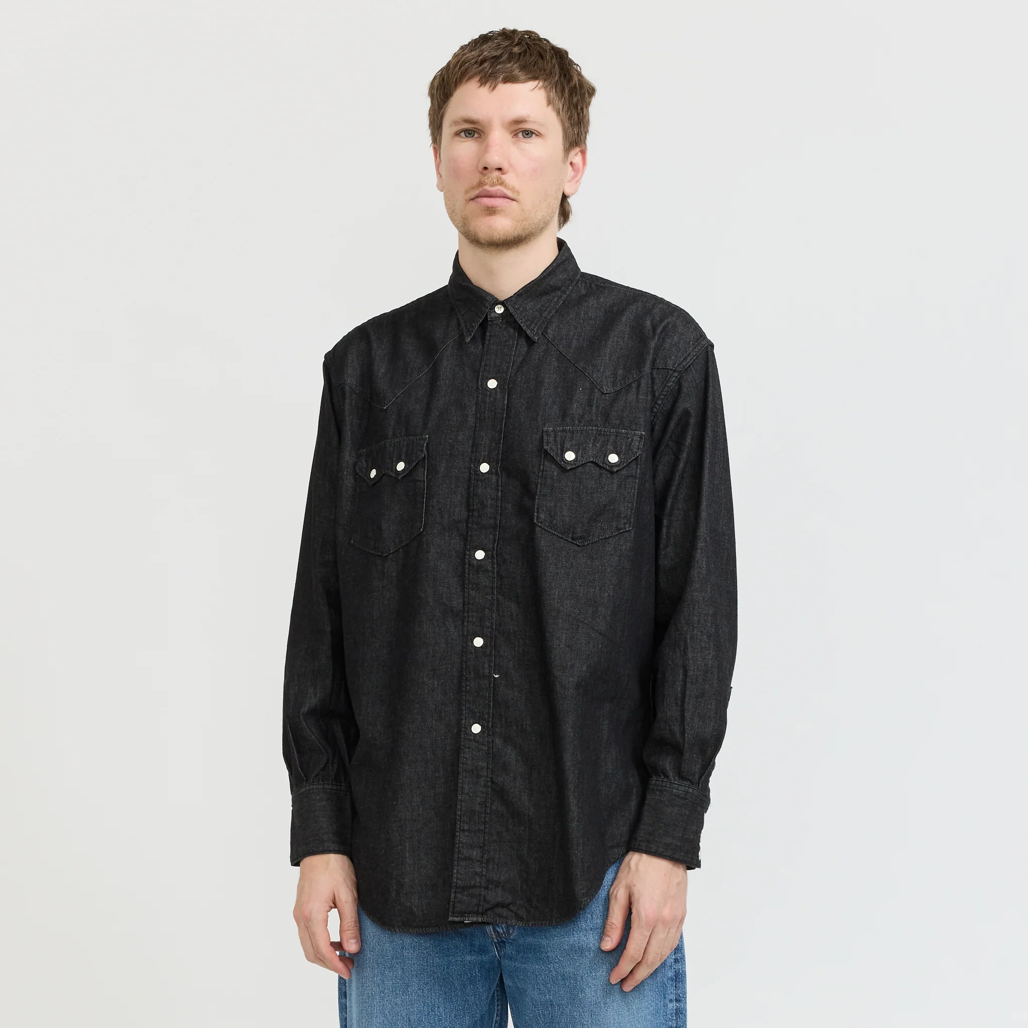 Black Denim Western Shirt - Image 8