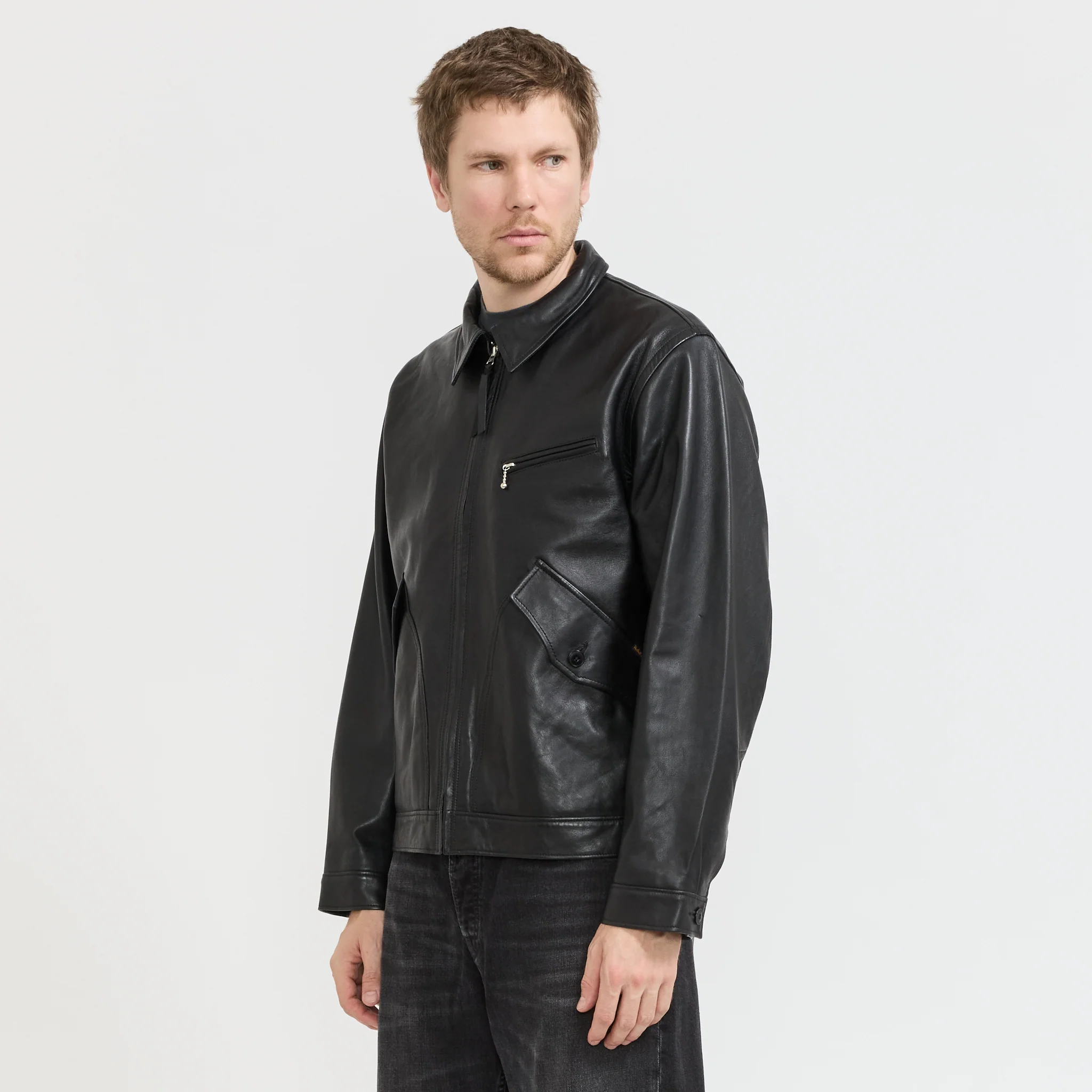 Blake Zip Leather Jacket Black
