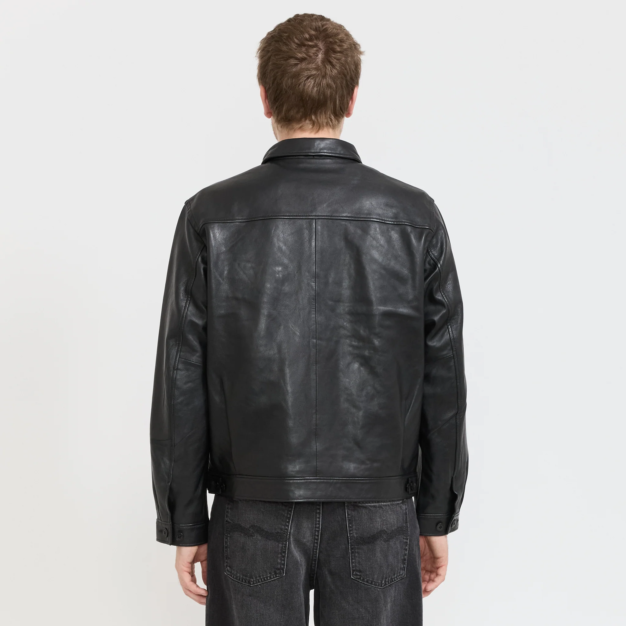 Blake Zip Leather Jacket Black - Image 4