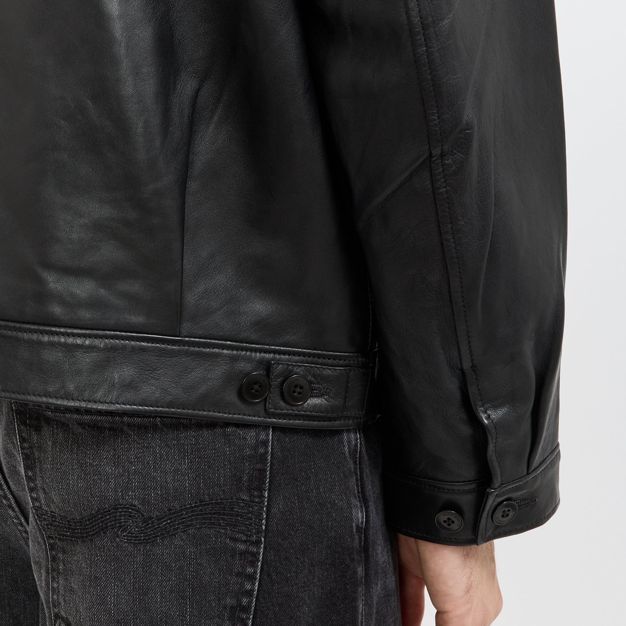 Blake Zip Leather Jacket Black - Image 7