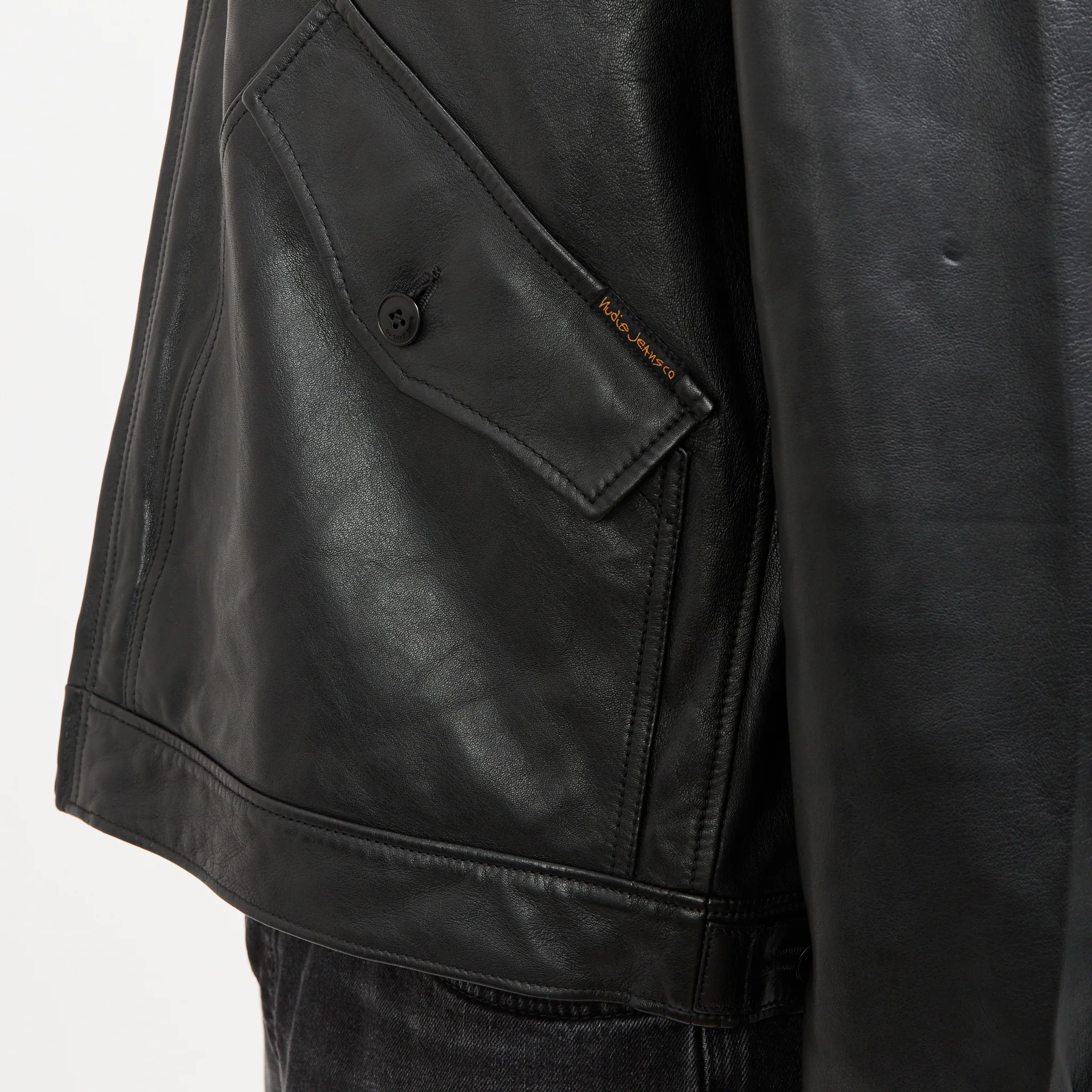 Blake Zip Leather Jacket Black - Image 8