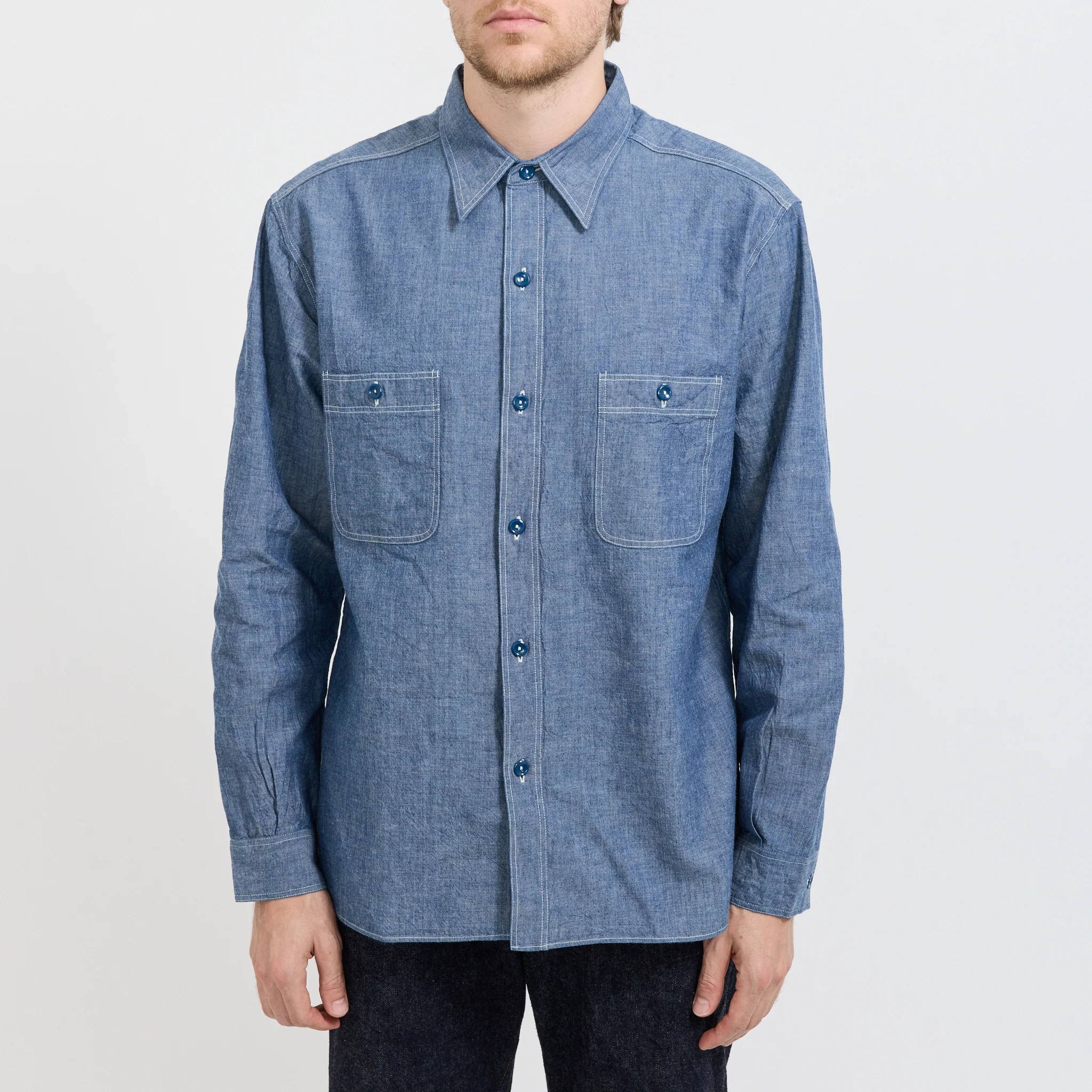 Buzz Ricksons Blue Chambray Work Shirt - Image 6