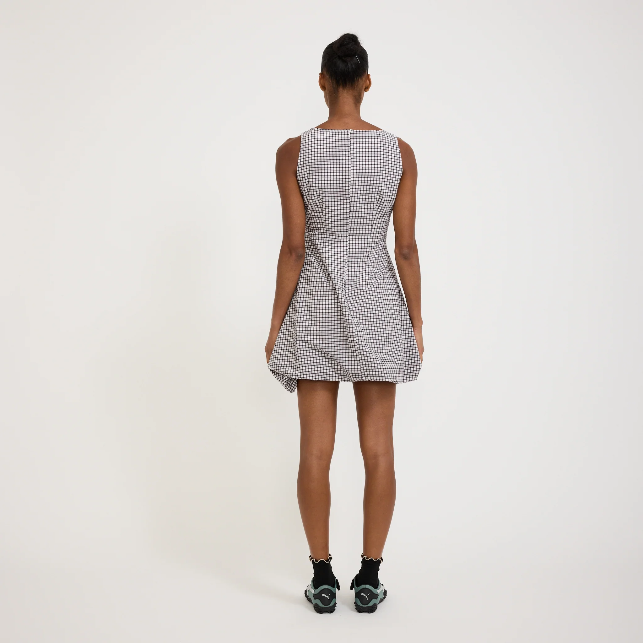 Bobbie Mini Dress Black Gingham - Image 3