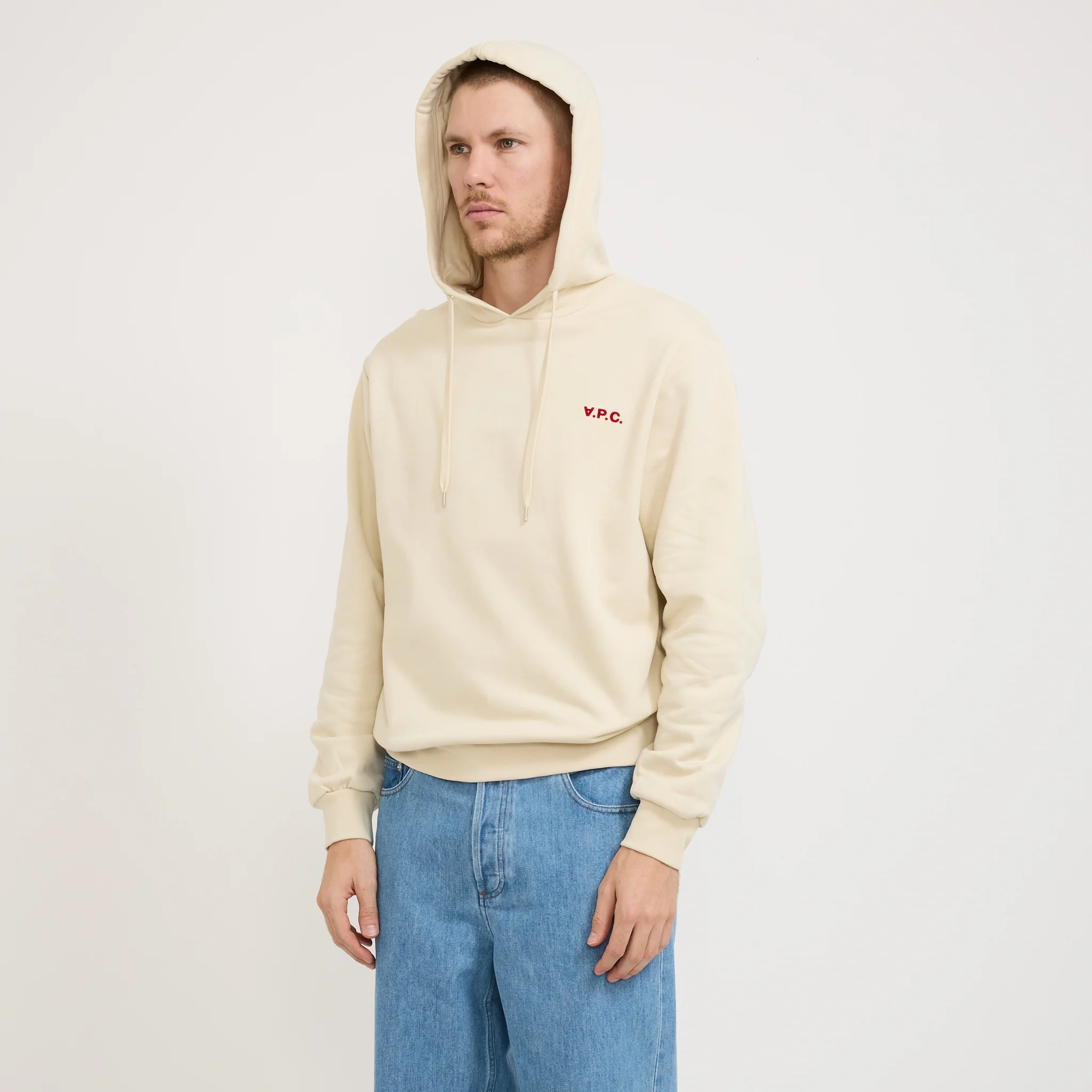 Boxy Petite VPC Hoodie Mastic/Rouge - Image 6