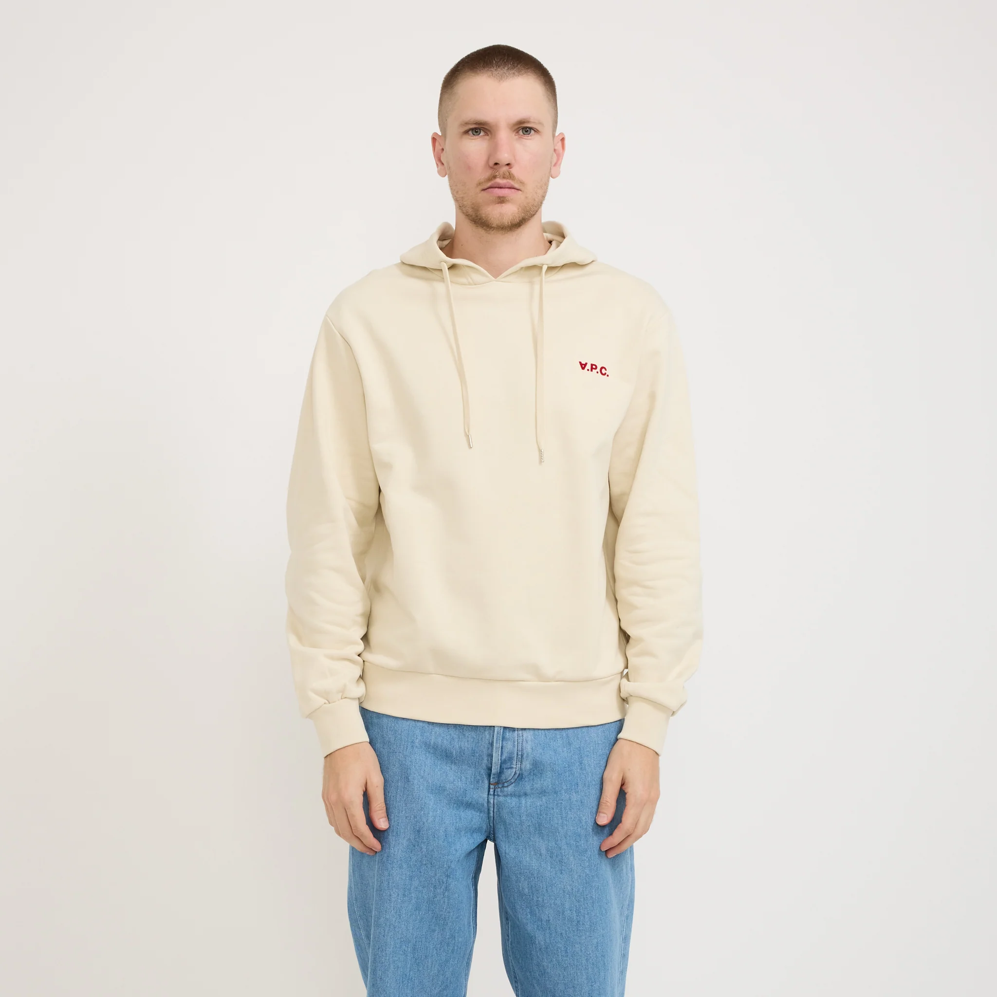 Boxy Petite VPC Hoodie Mastic/Rouge - Image 8