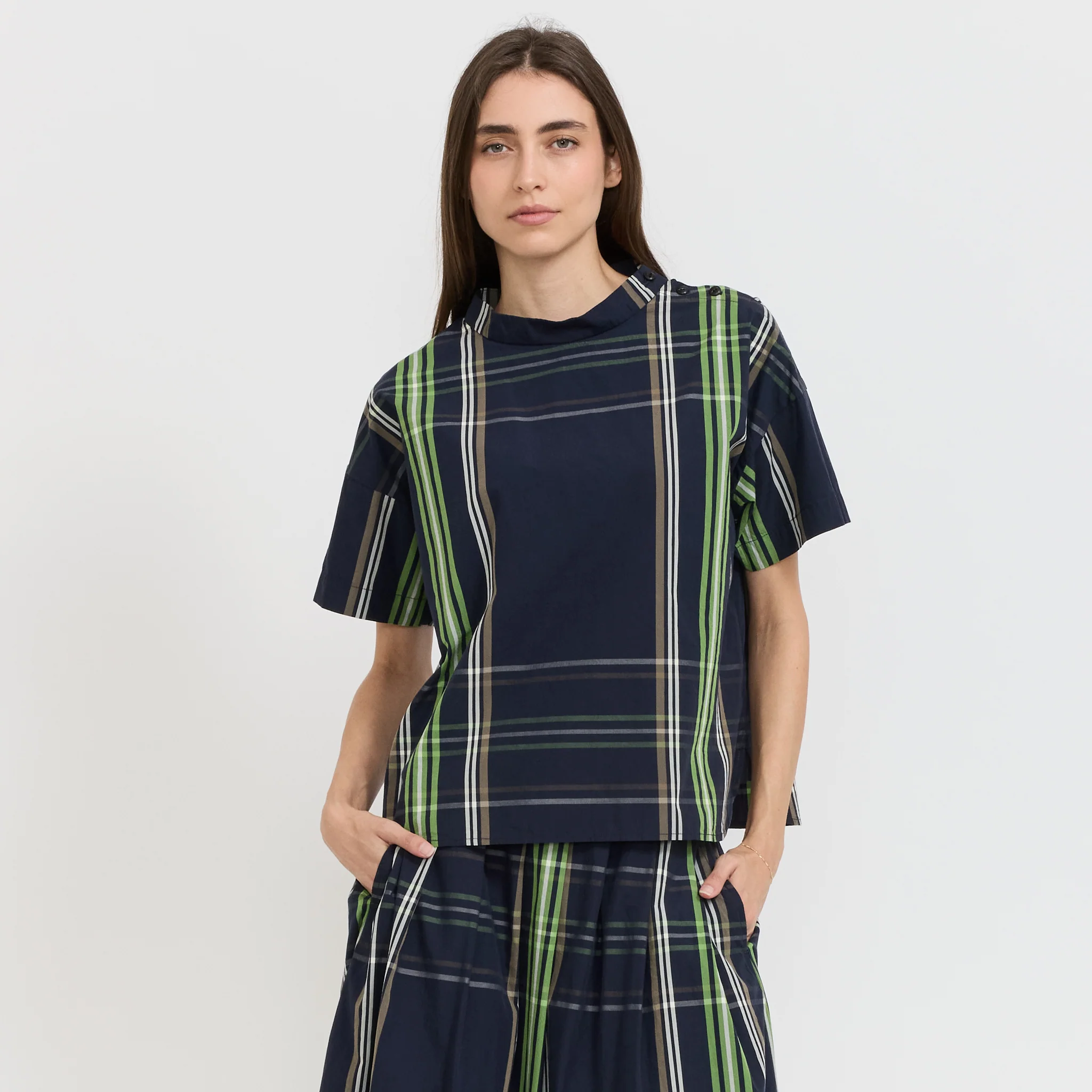 BOY Big Tartan Short Sleeve Navy