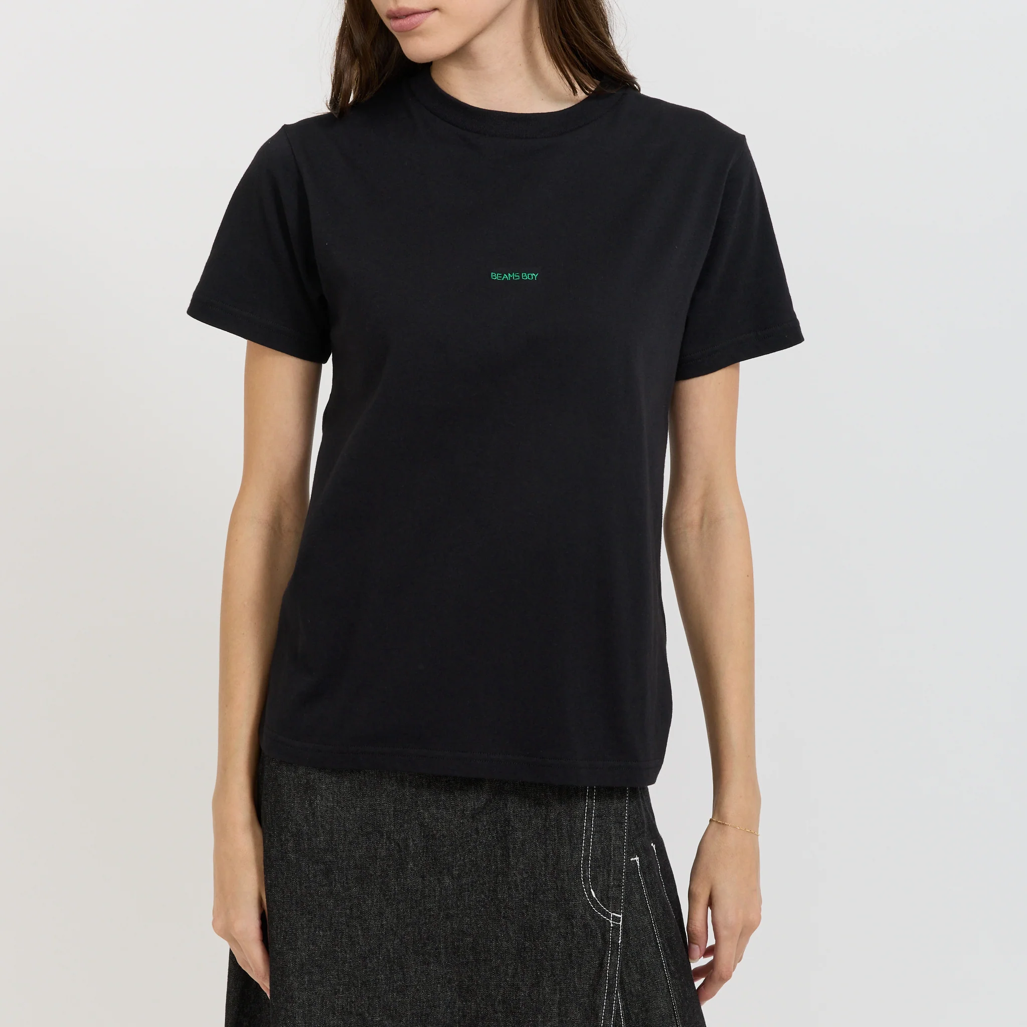 BOY Embroidery Crew Neck T-Shirt Black - Image 5