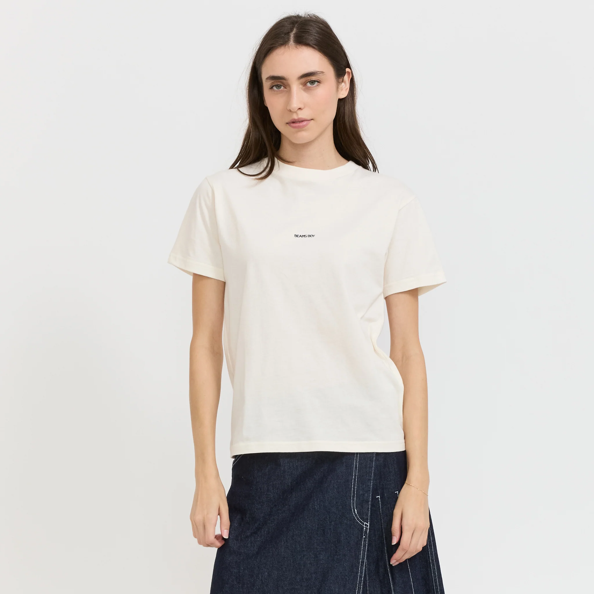 BOY Embroidery Crew Neck T-Shirt Ivory