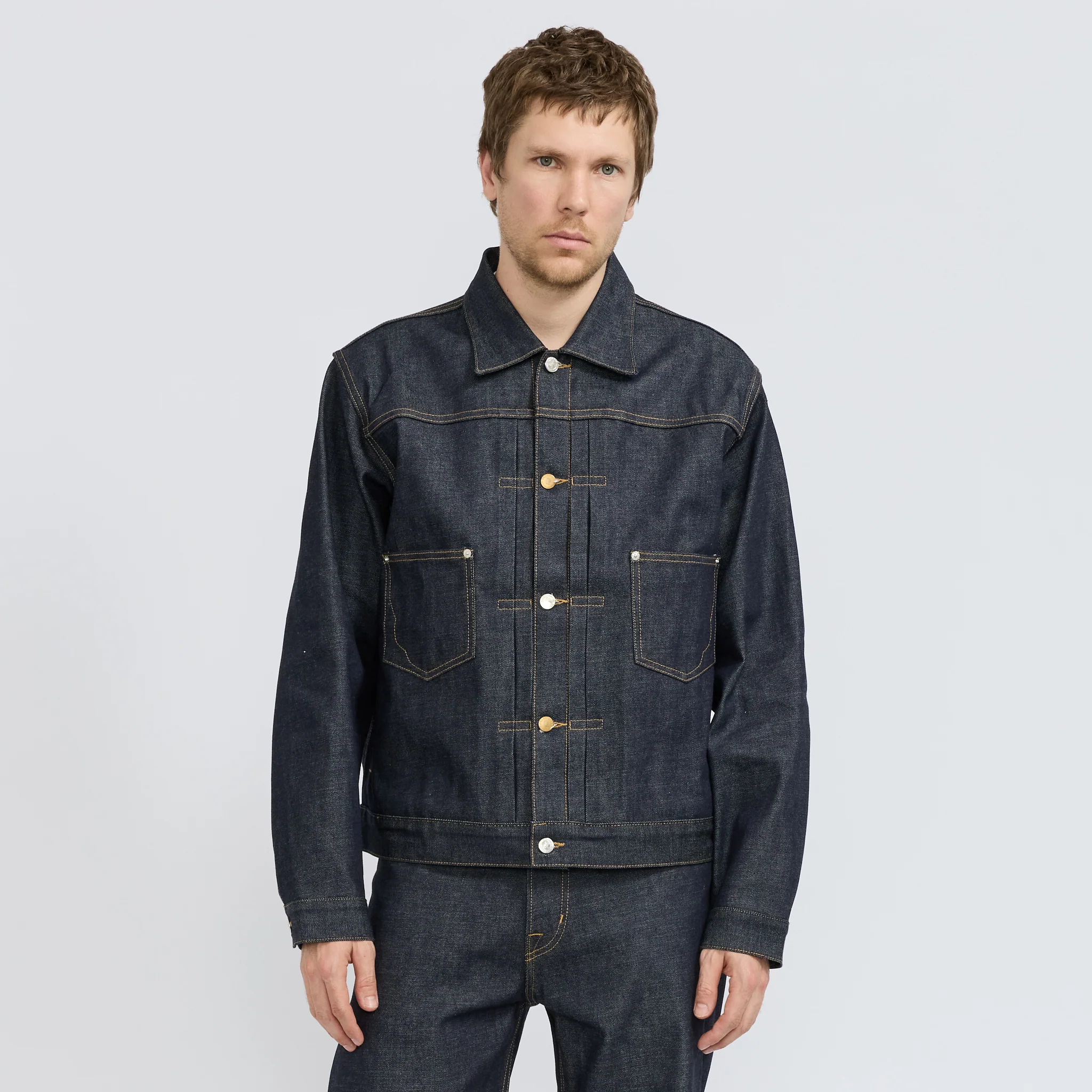 Brain Dead x A.P.C. Selvedge Trucker Jacket Indigo - Image 5