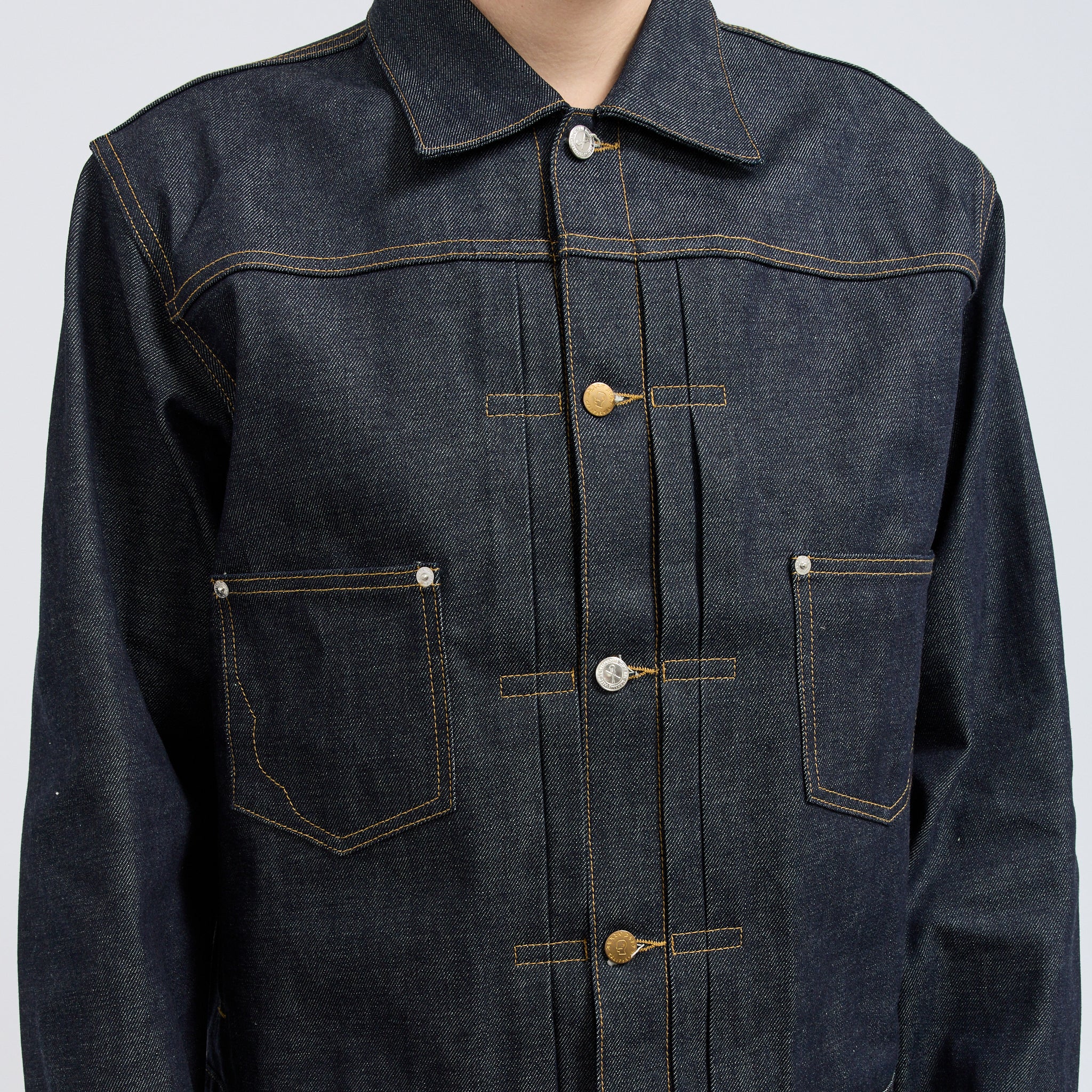 Brain Dead x A.P.C. Selvedge Trucker Jacket Indigo - Image 8