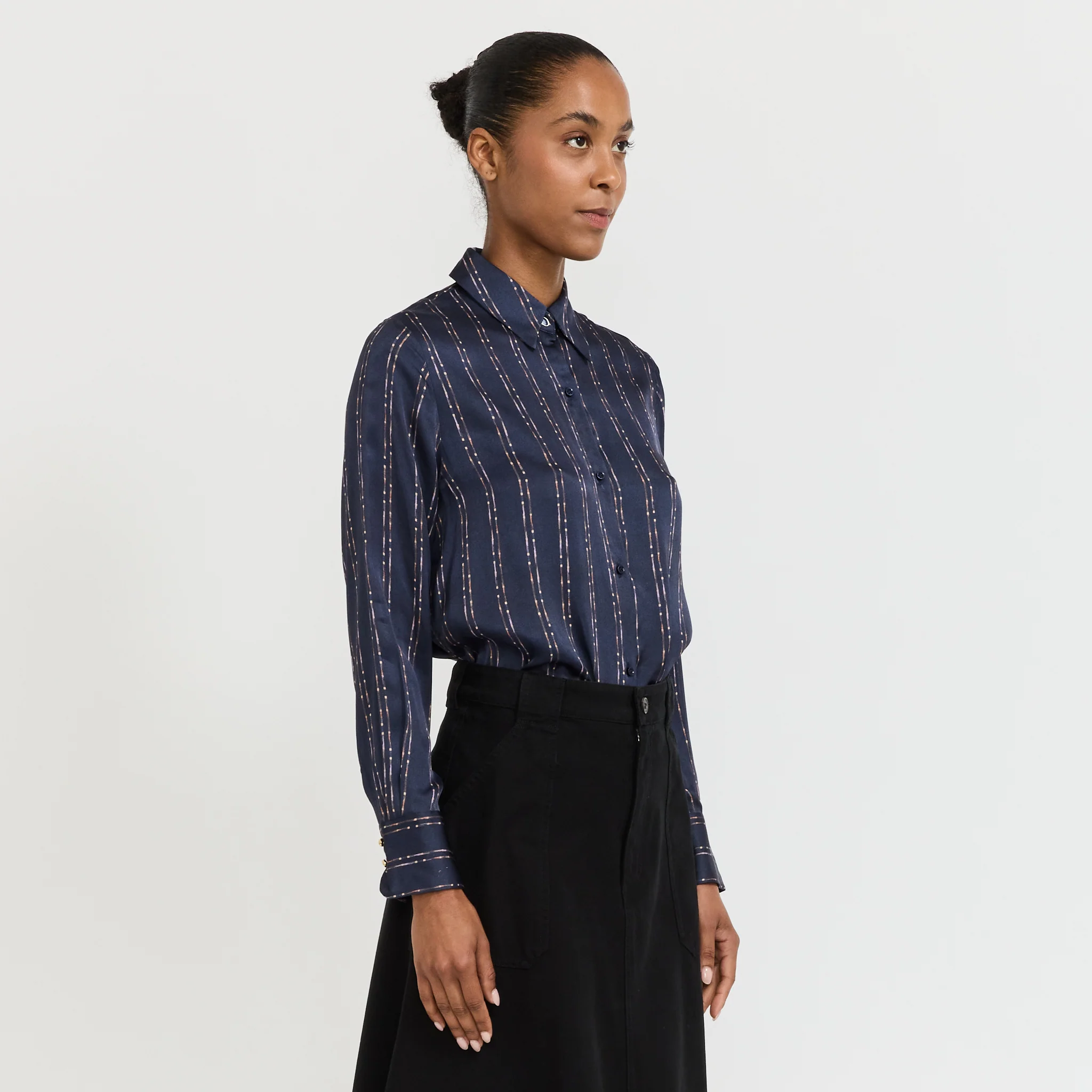 Britjet Printed Shirt Navy/Plum Ikat - Image 3