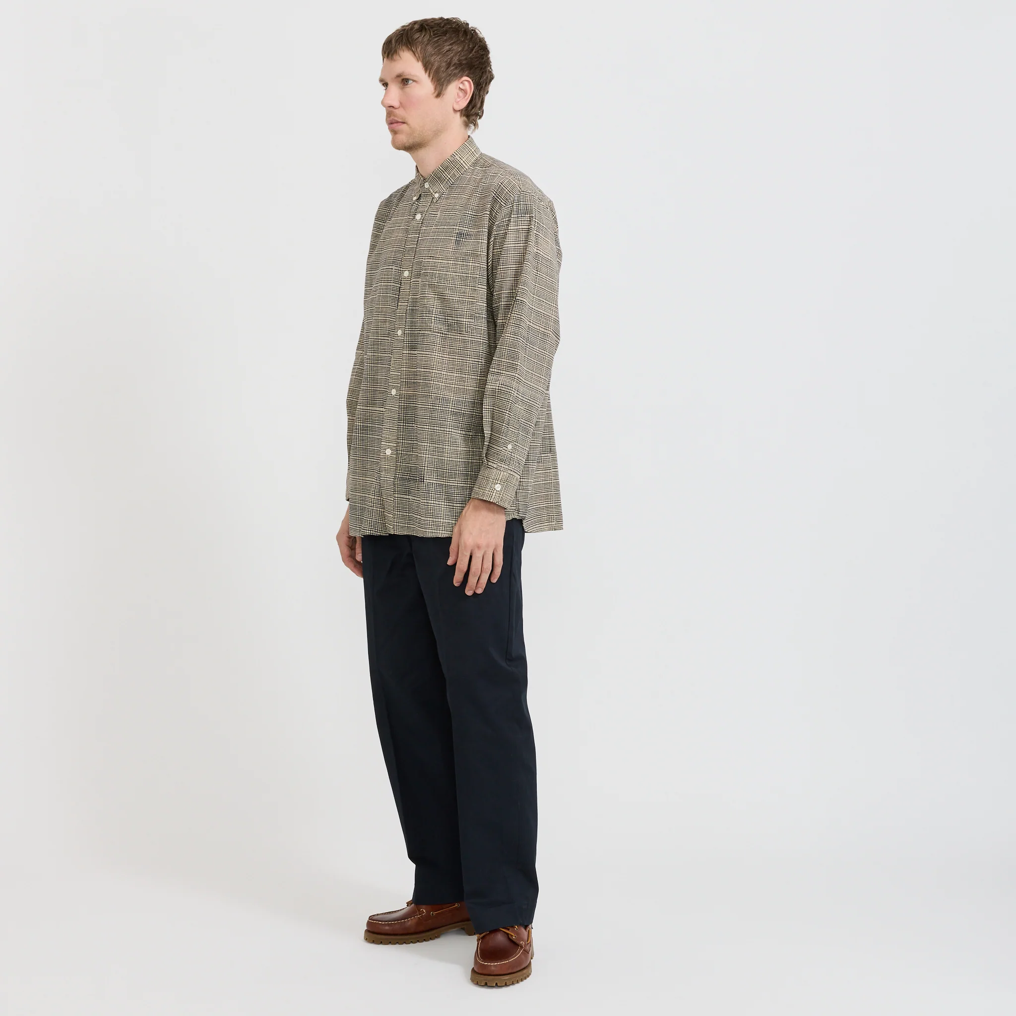 Bubbie Block Printed Button Down Shirt Navy - Image 2