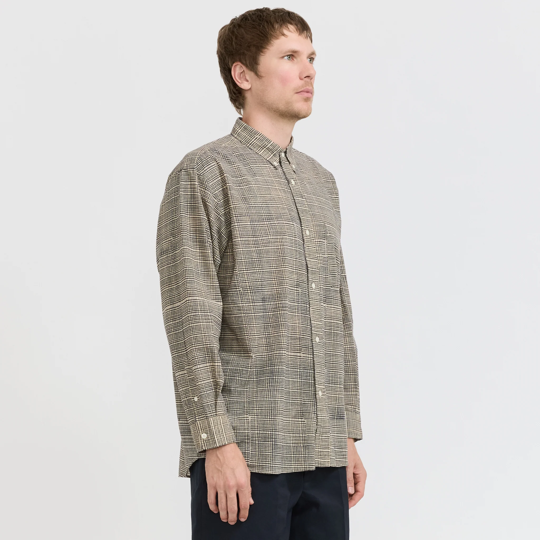 Bubbie Block Printed Button Down Shirt Navy - Image 3