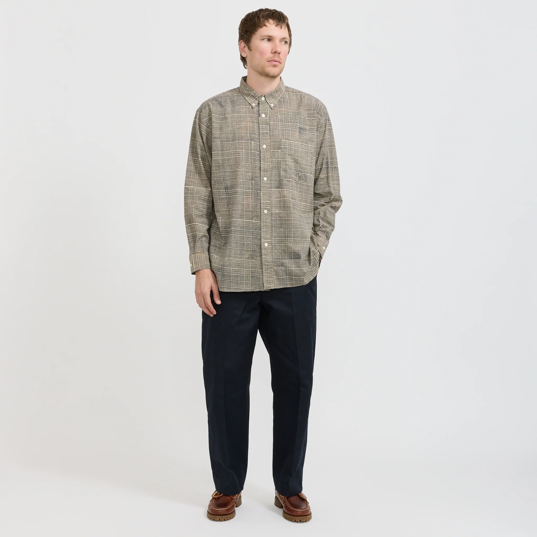 Bubbie Block Printed Button Down Shirt Navy - Image 6
