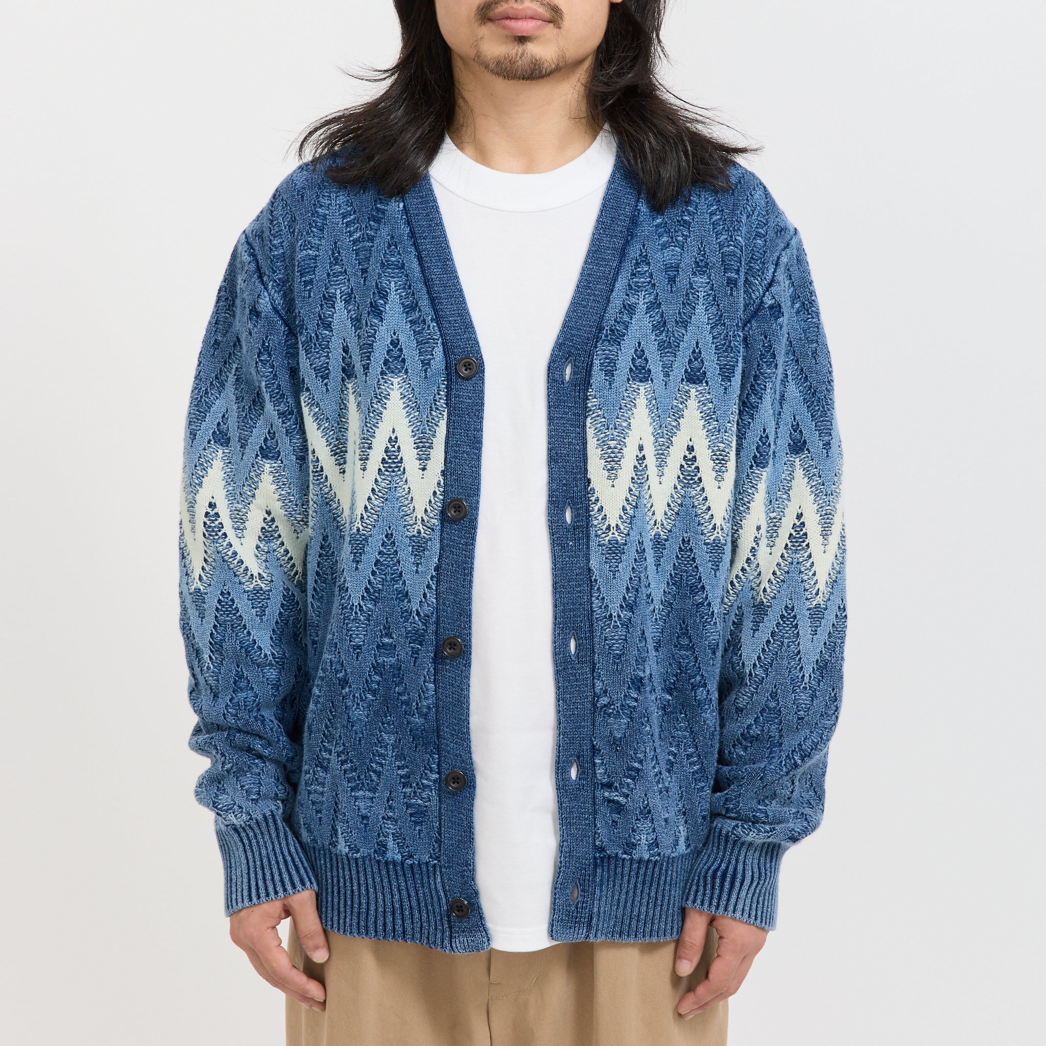 Cardigan Jacquard Indigo Yarn Indigo - Image 5