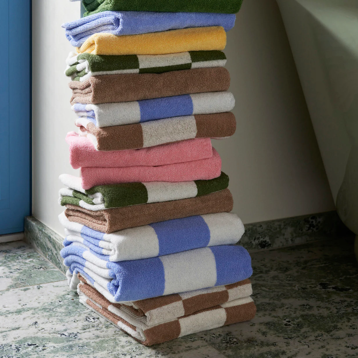Check Bath Towel Sky Blue - Image 3