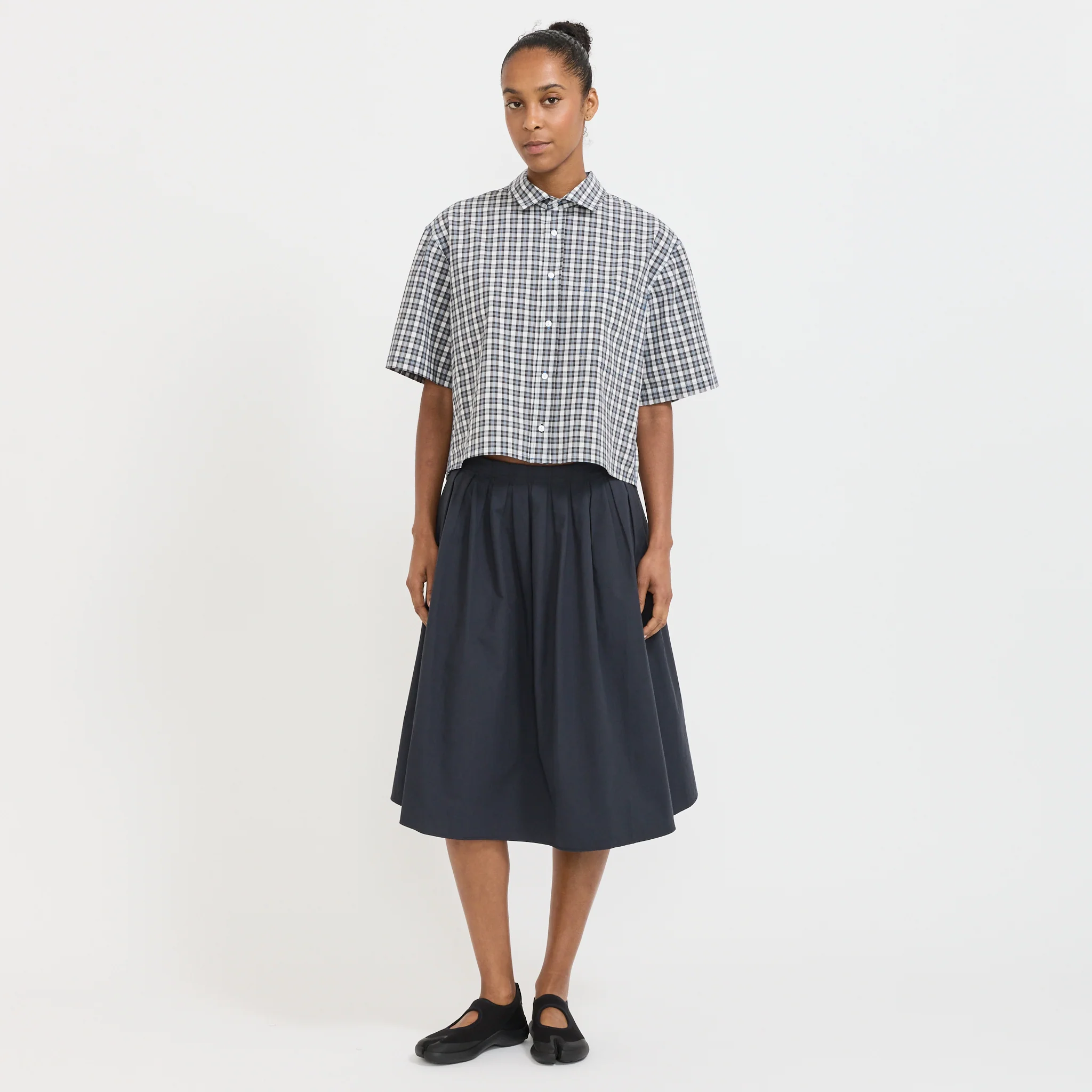 Check Cropped Shirt Blue Check - Image 2