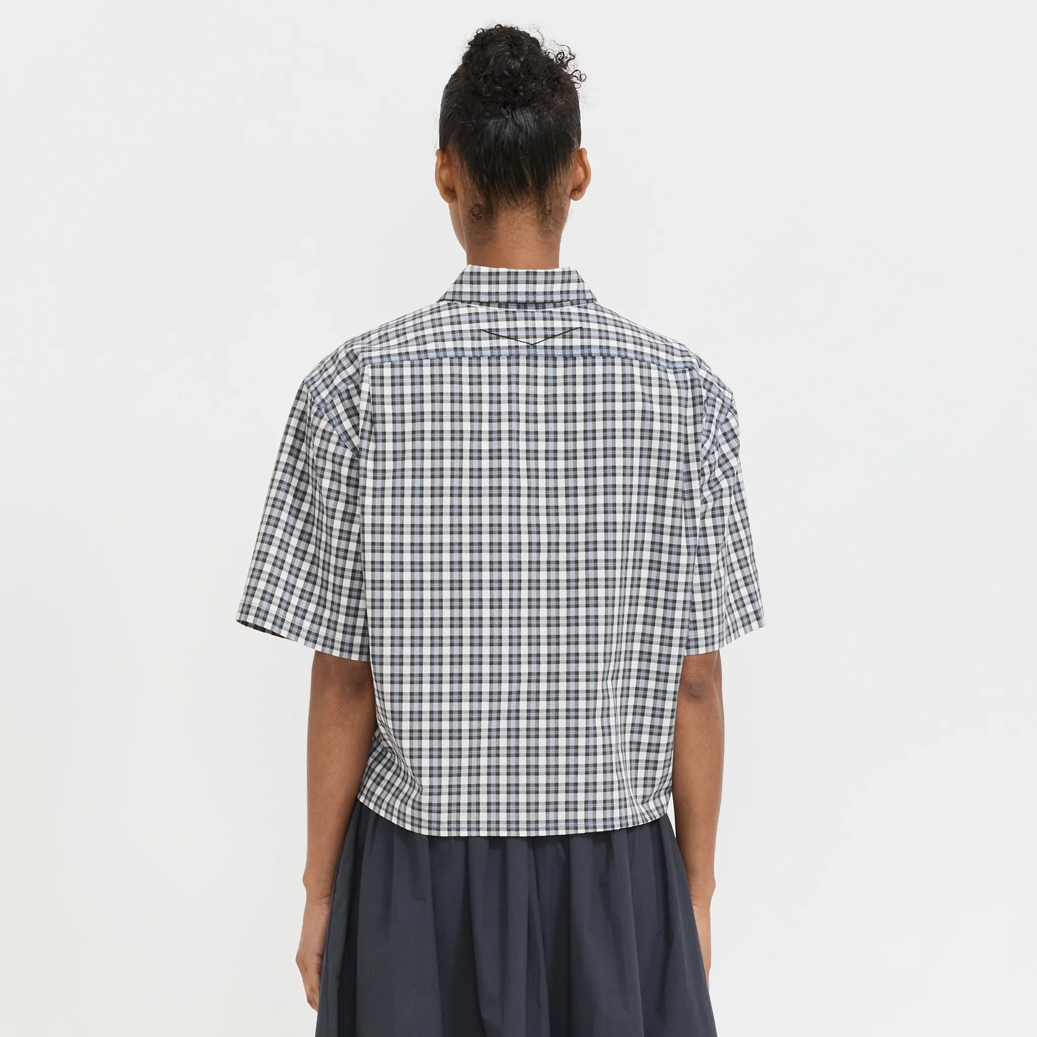 Check Cropped Shirt Blue Check - Image 4