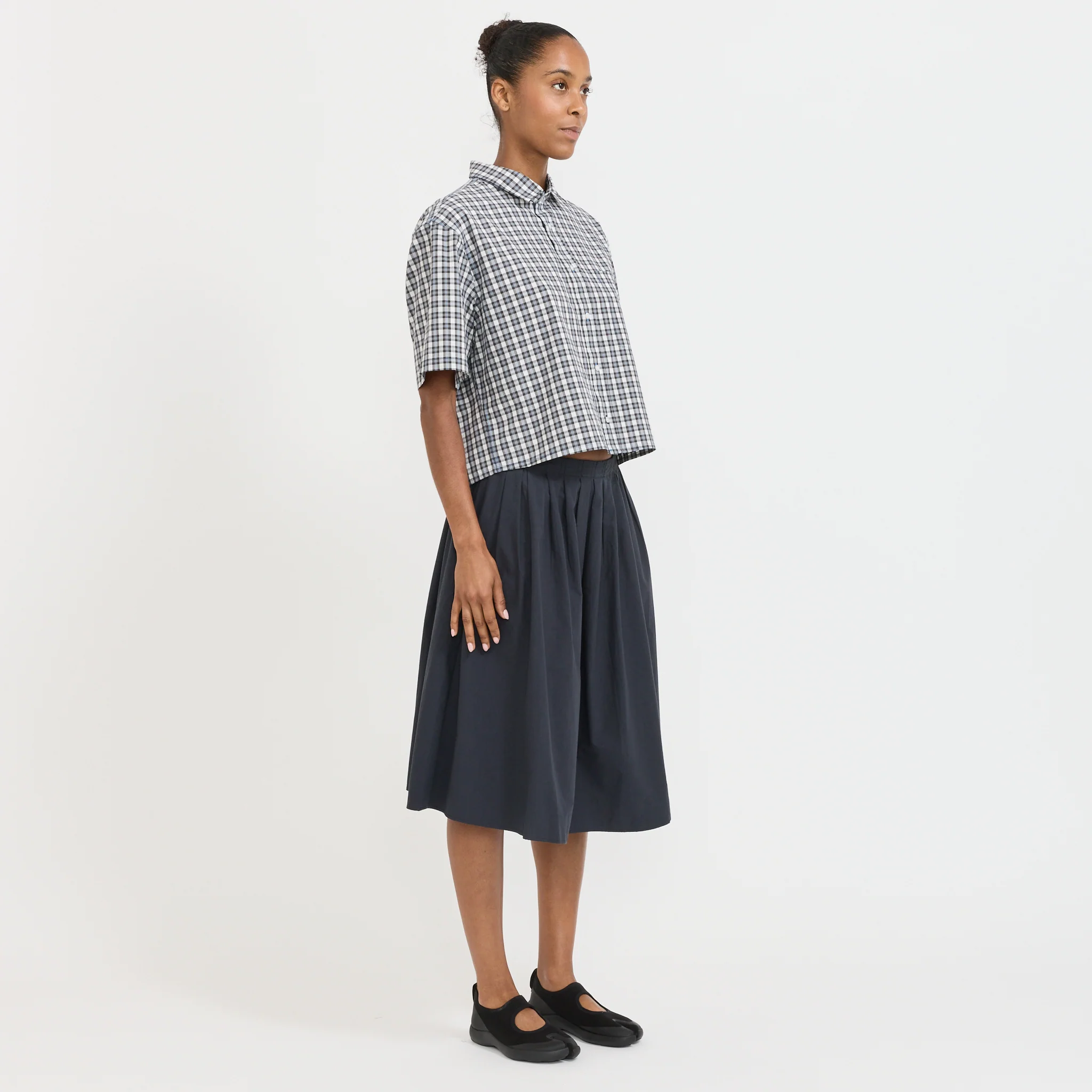 Check Cropped Shirt Blue Check - Image 6