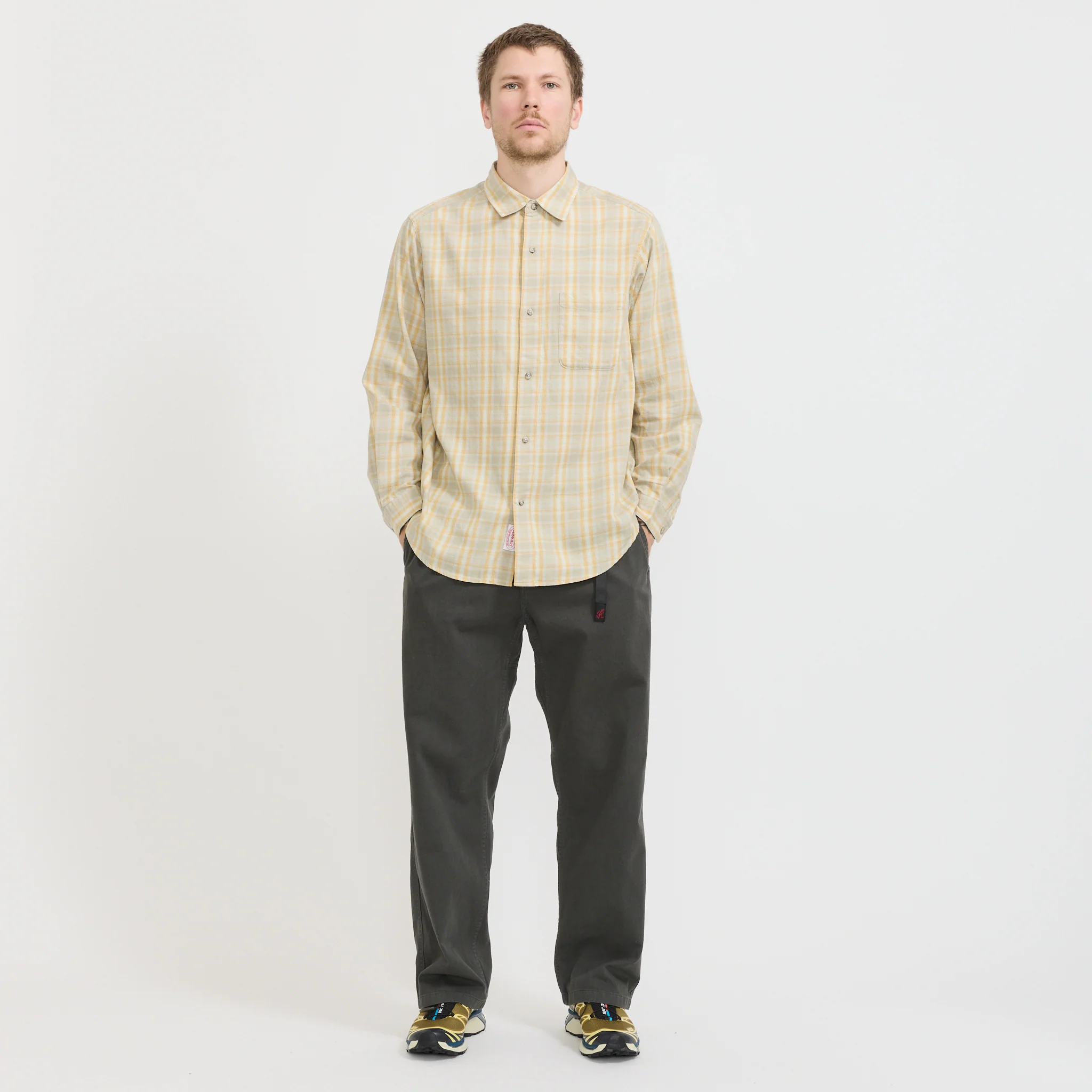 Checkered Ombre Shirt Mustard - Image 2