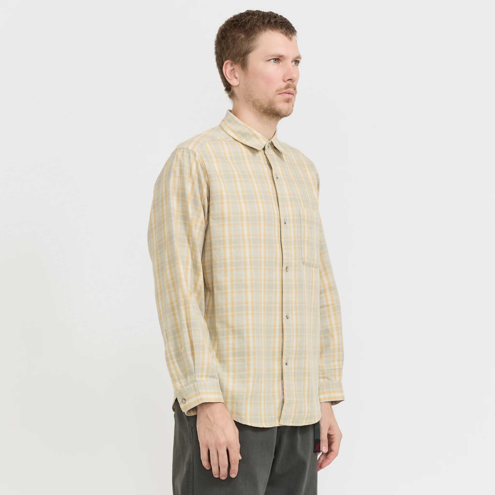 Checkered Ombre Shirt Mustard - Image 3