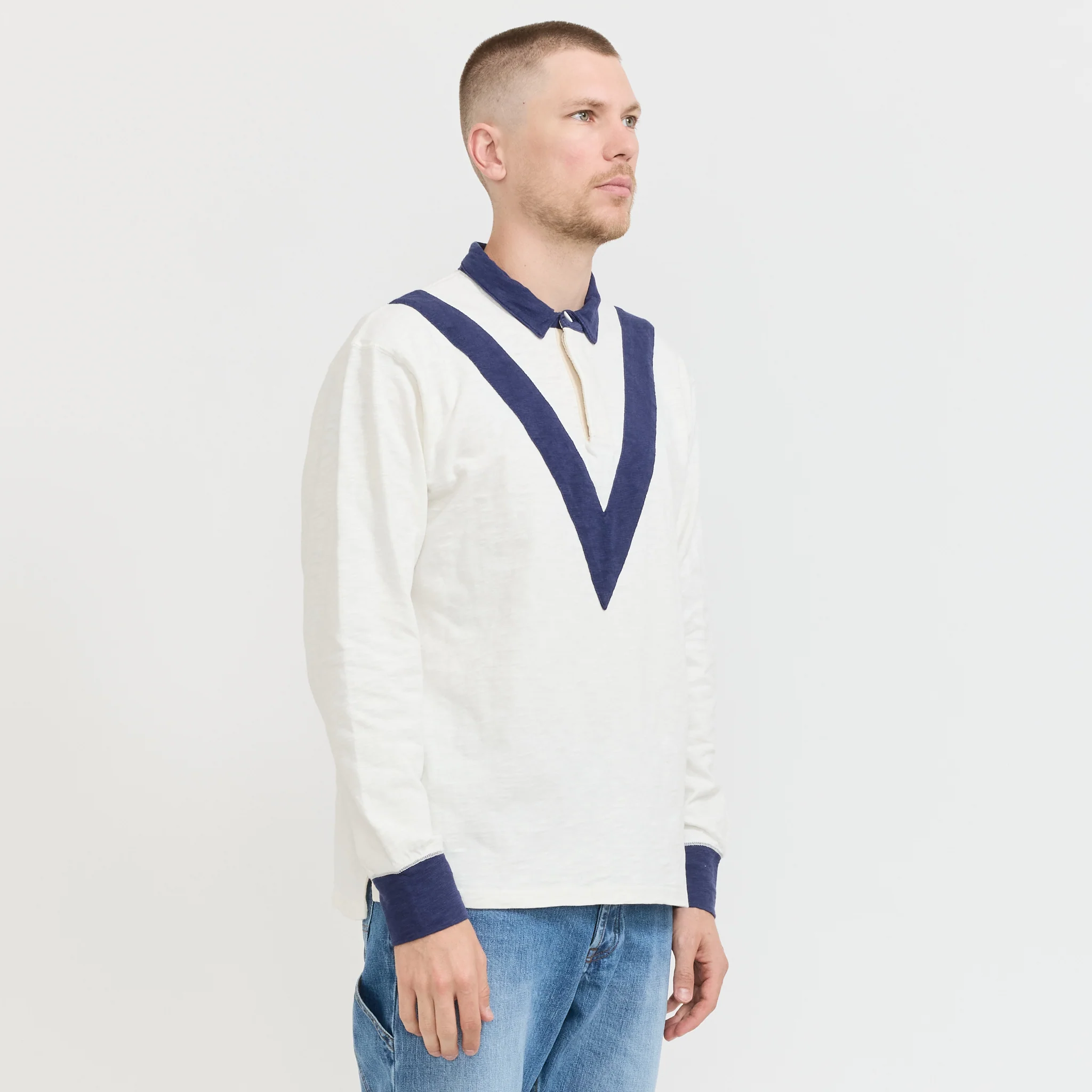 Chevron Flame Rugby Ecru/Navy - Image 3