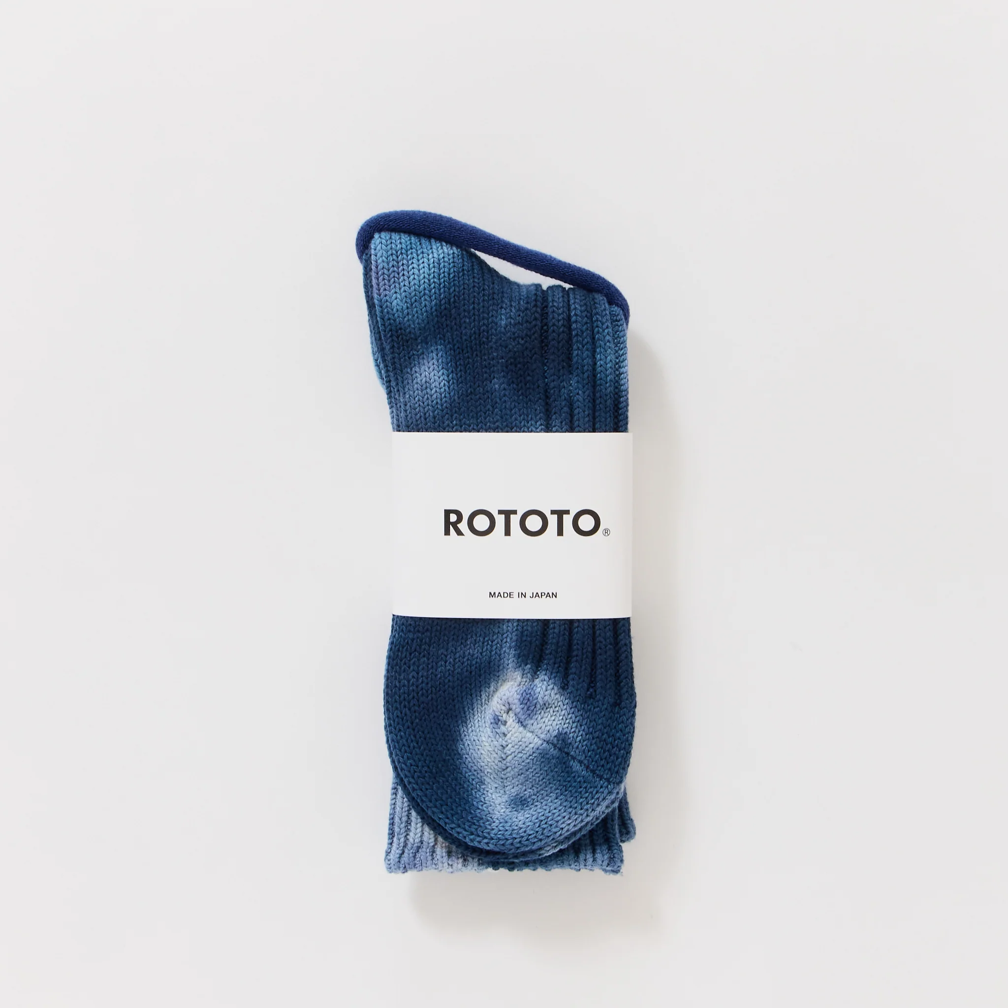 Chunky Ribbed Crew Socks Tie Dye Indigo/Navy - Image 2