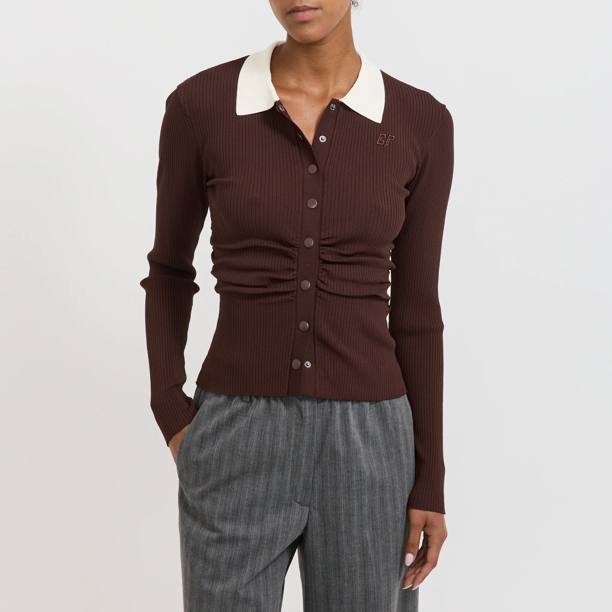 Cianna Polo Cardigan Hot Fudge - Image 5