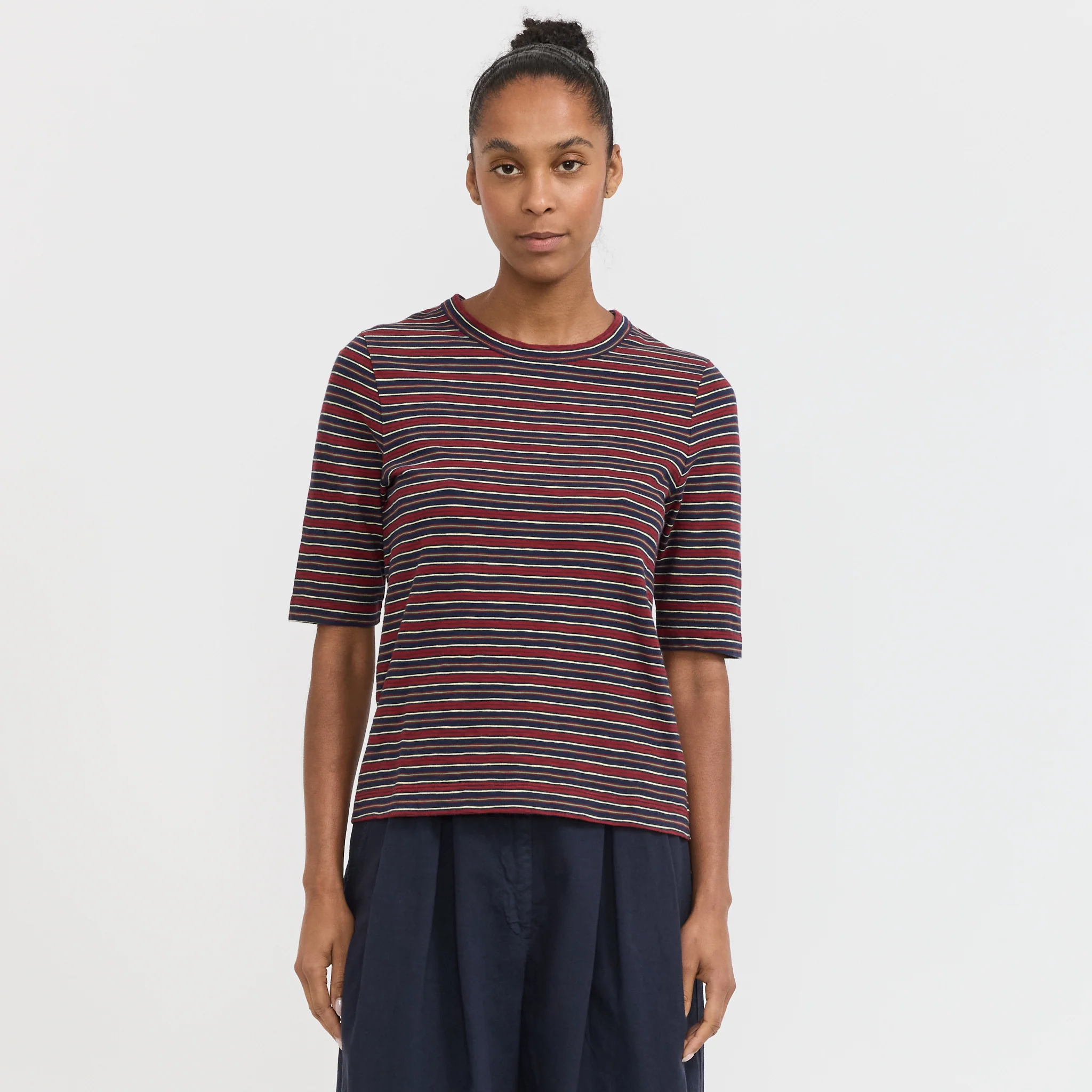 Cleo Stripe Cotton Tee Provencal Blue/Multi