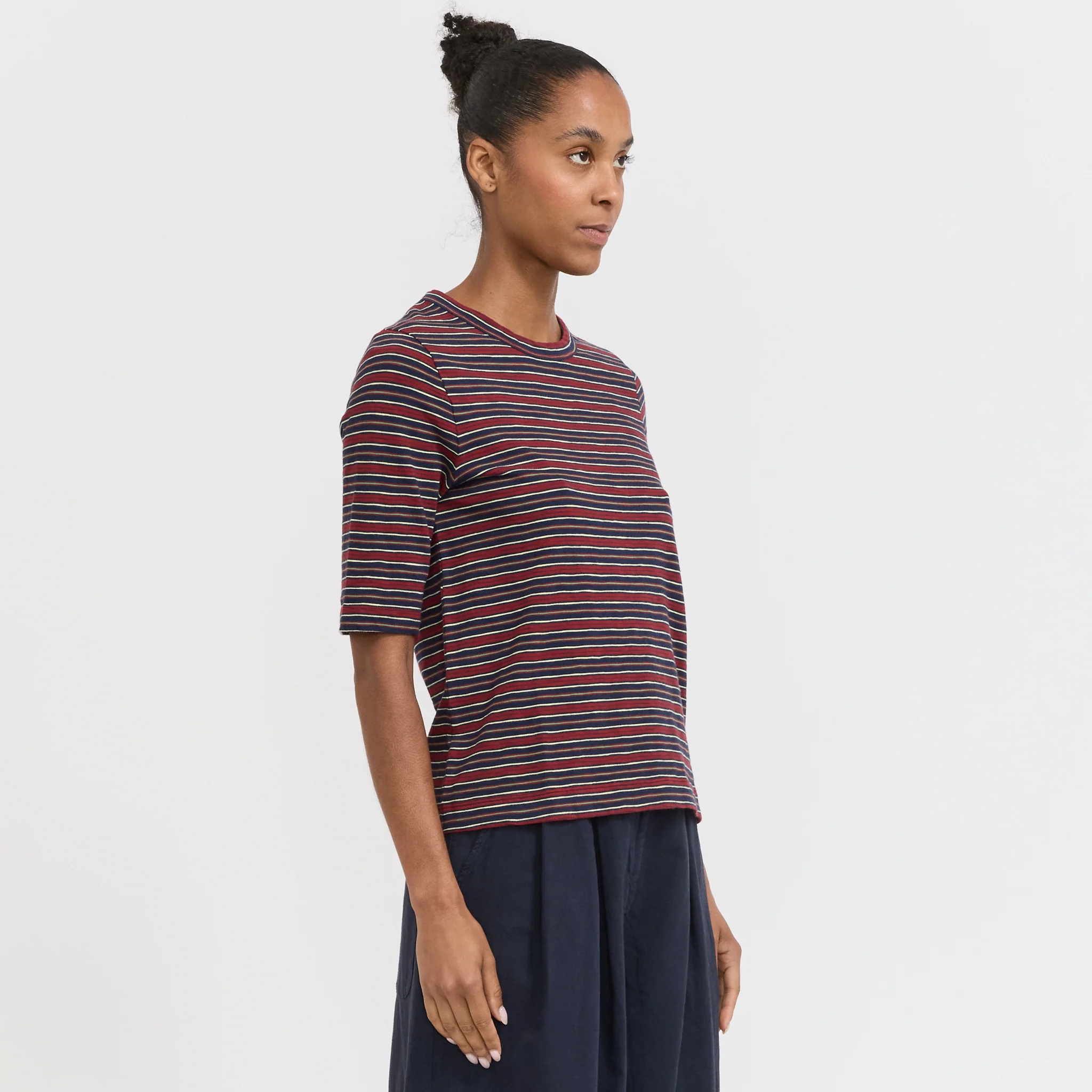 Cleo Stripe Cotton Tee Provencal Blue/Multi - Image 3