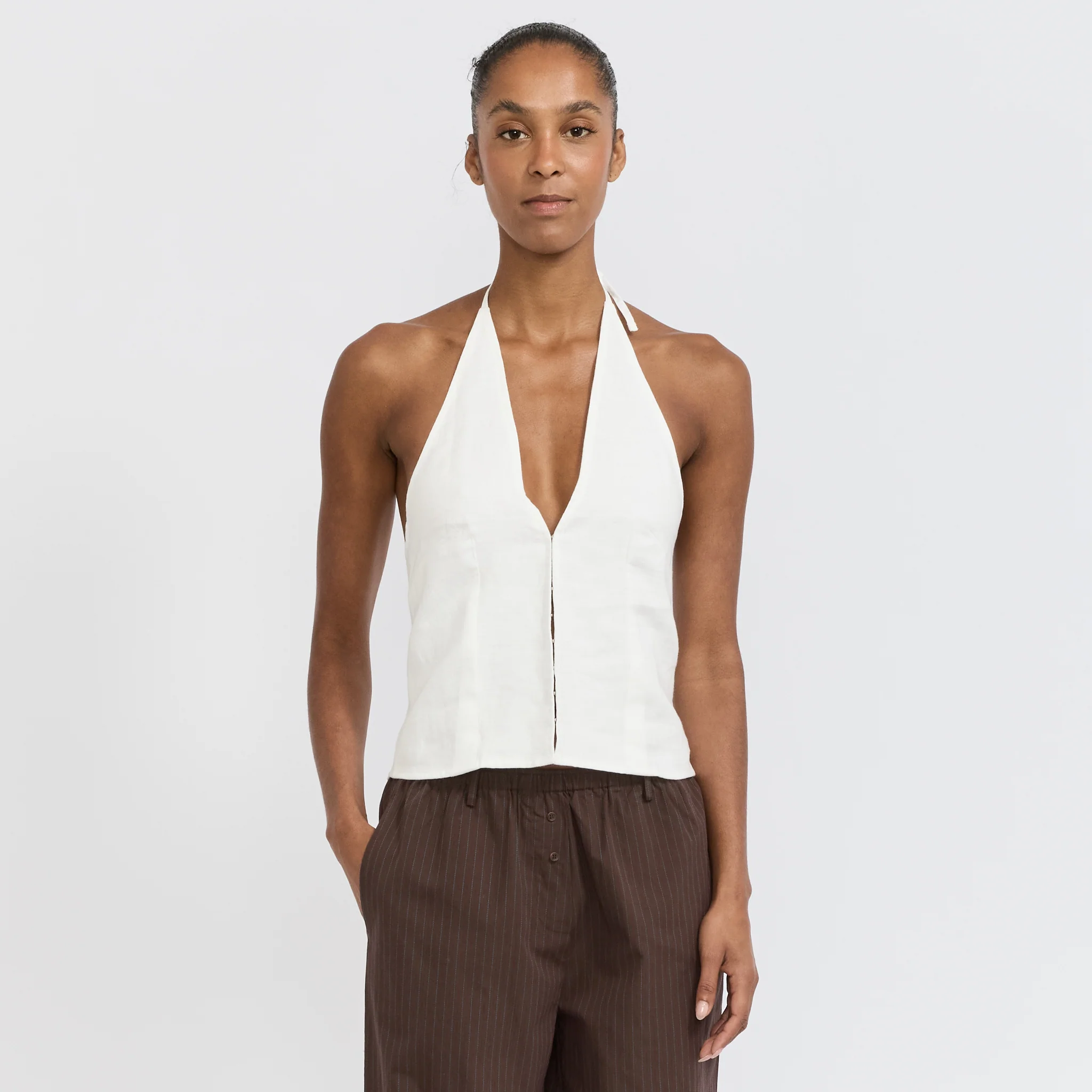 Close Halter Top White