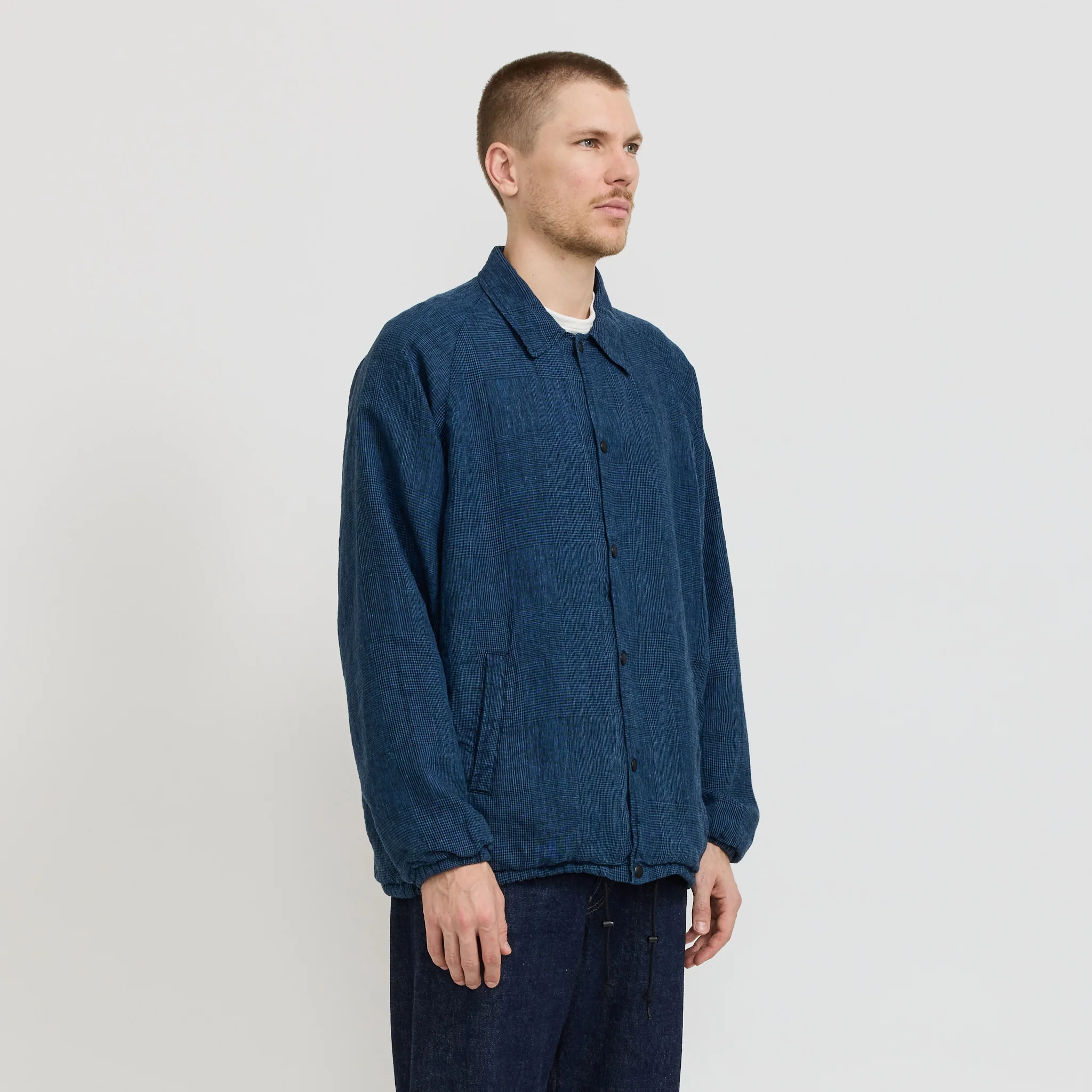 Coach Jacket Indigo Check - Image 4