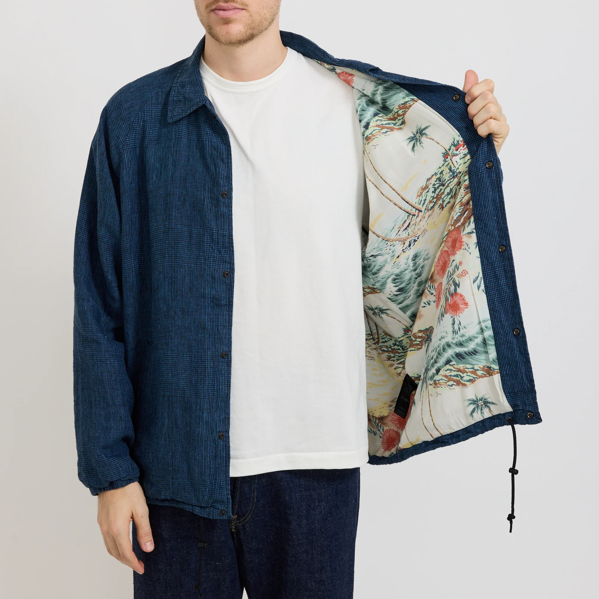 Coach Jacket Indigo Check - Image 7